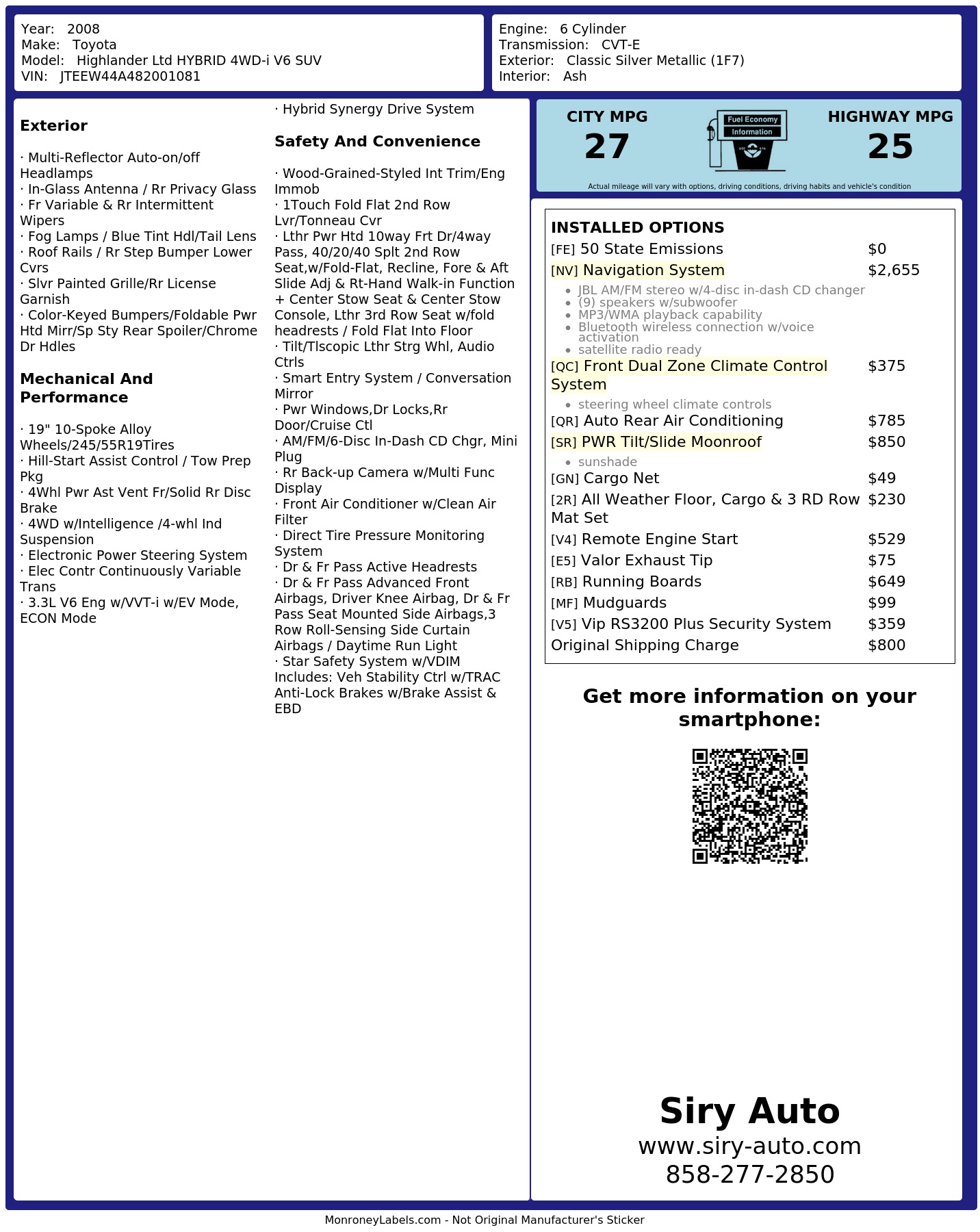 Monroney Label