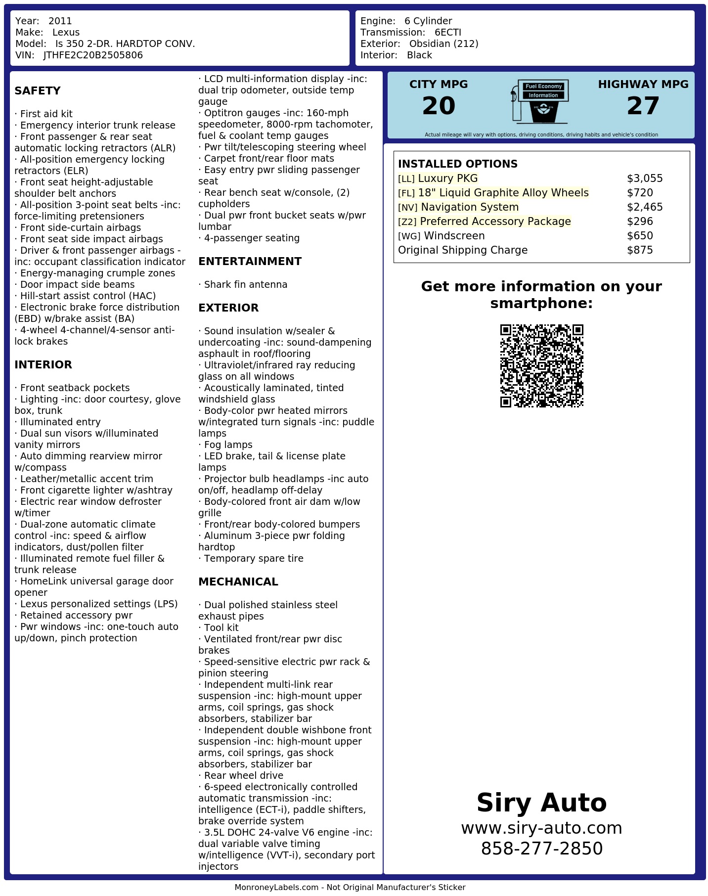Monroney Label