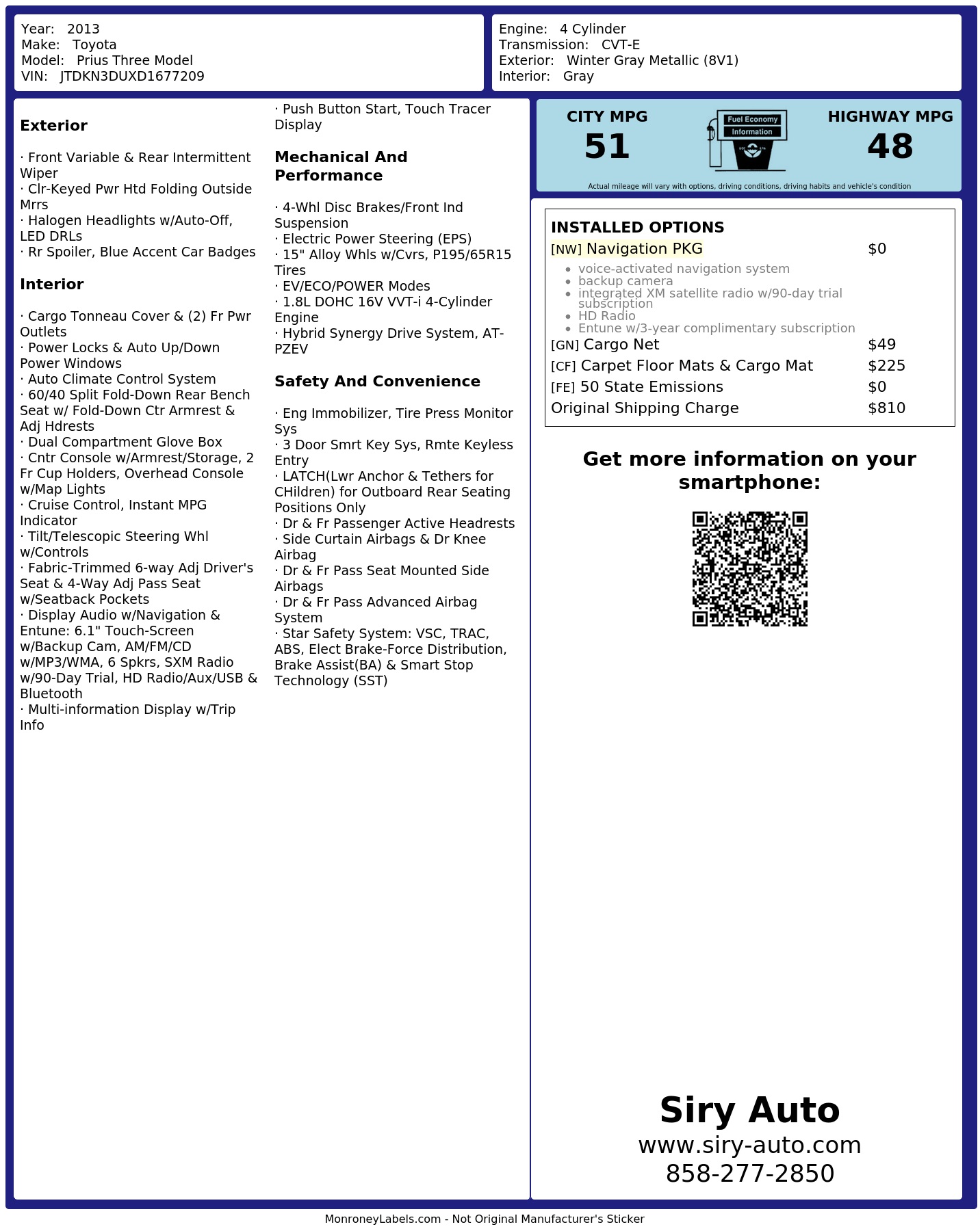 Monroney Label