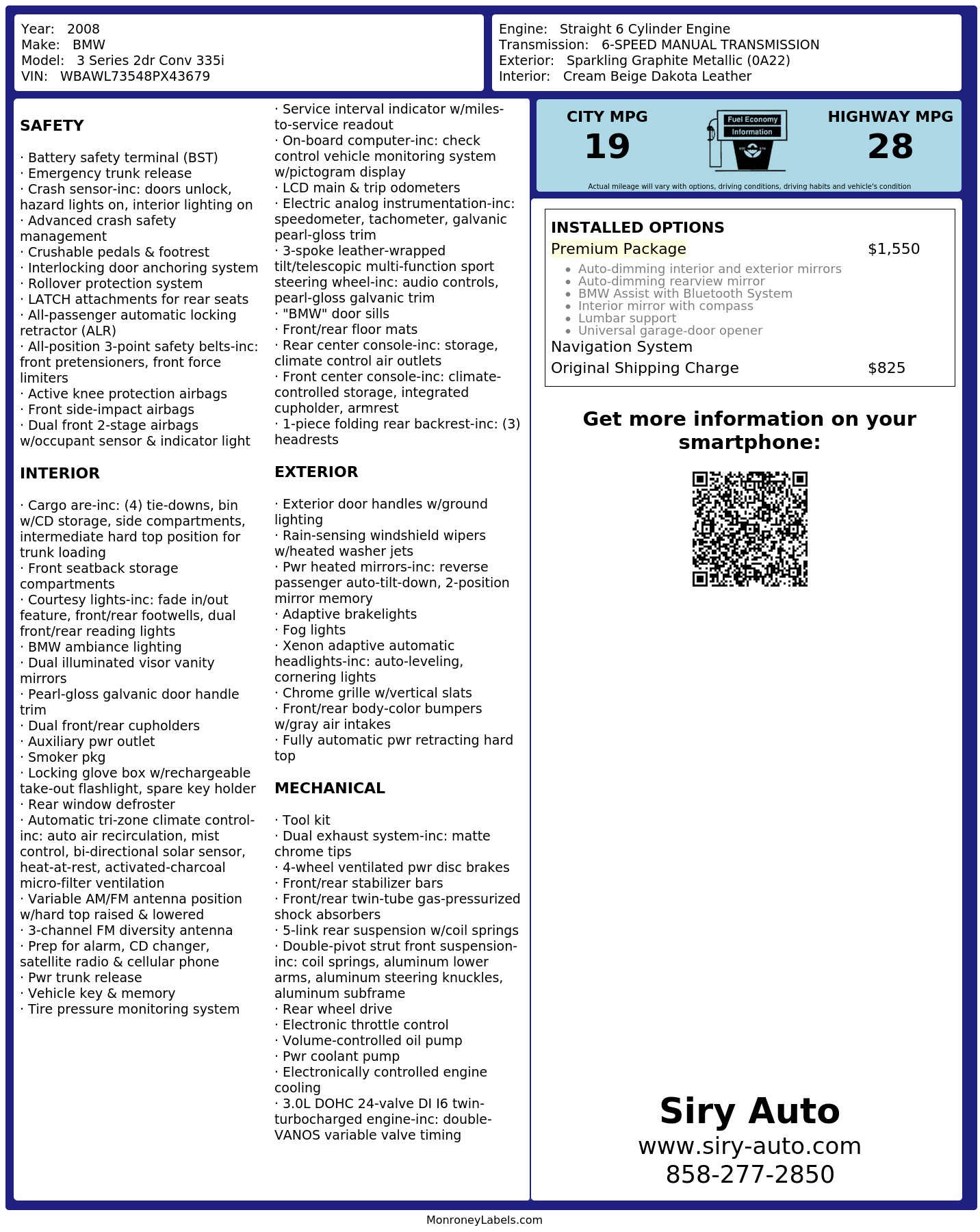 Monroney Label