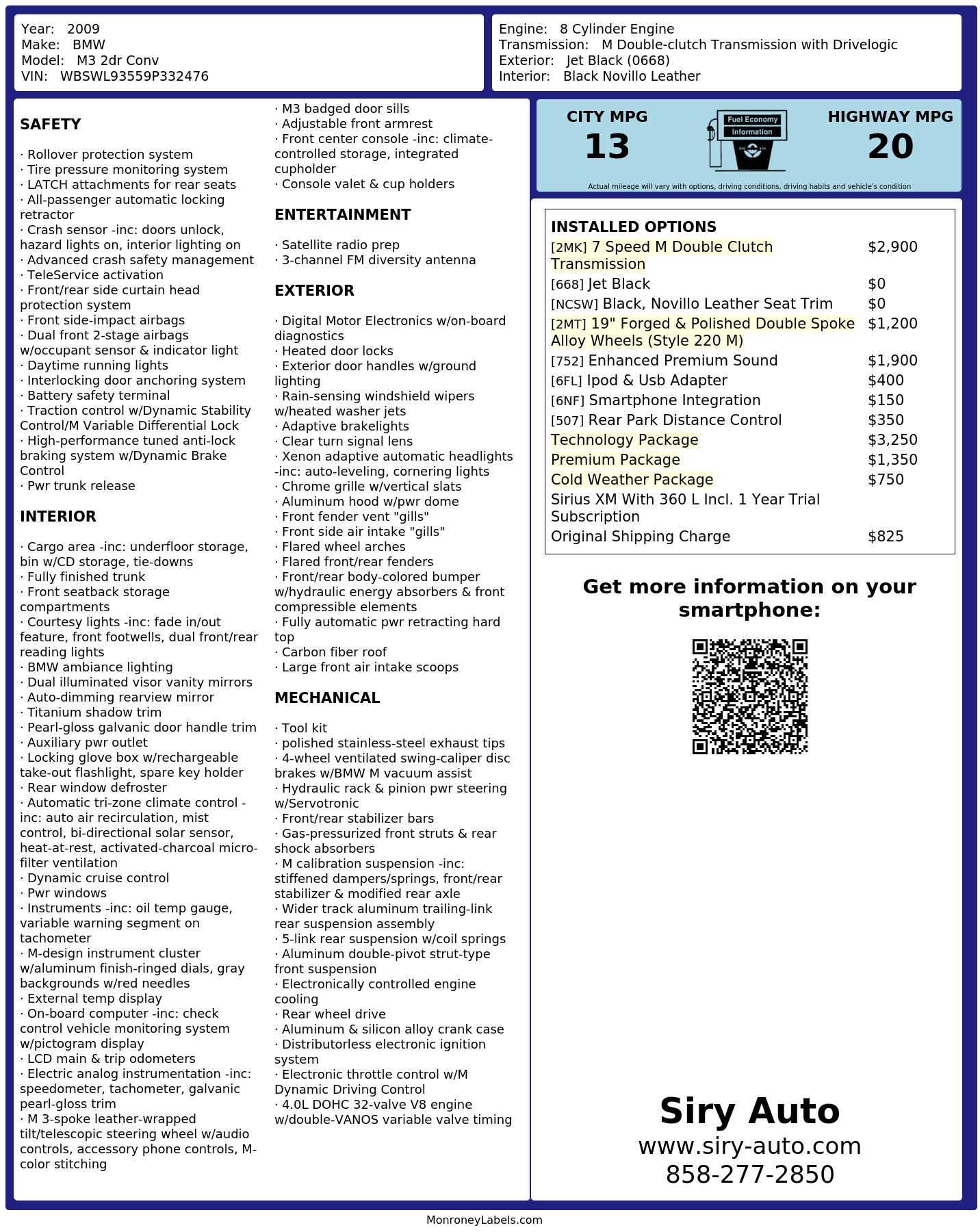 Monroney Label