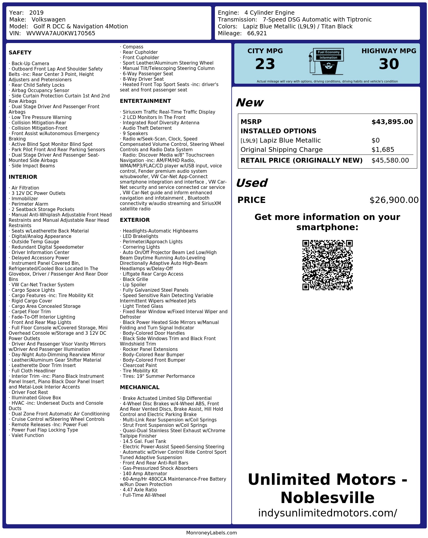 Monroney Label