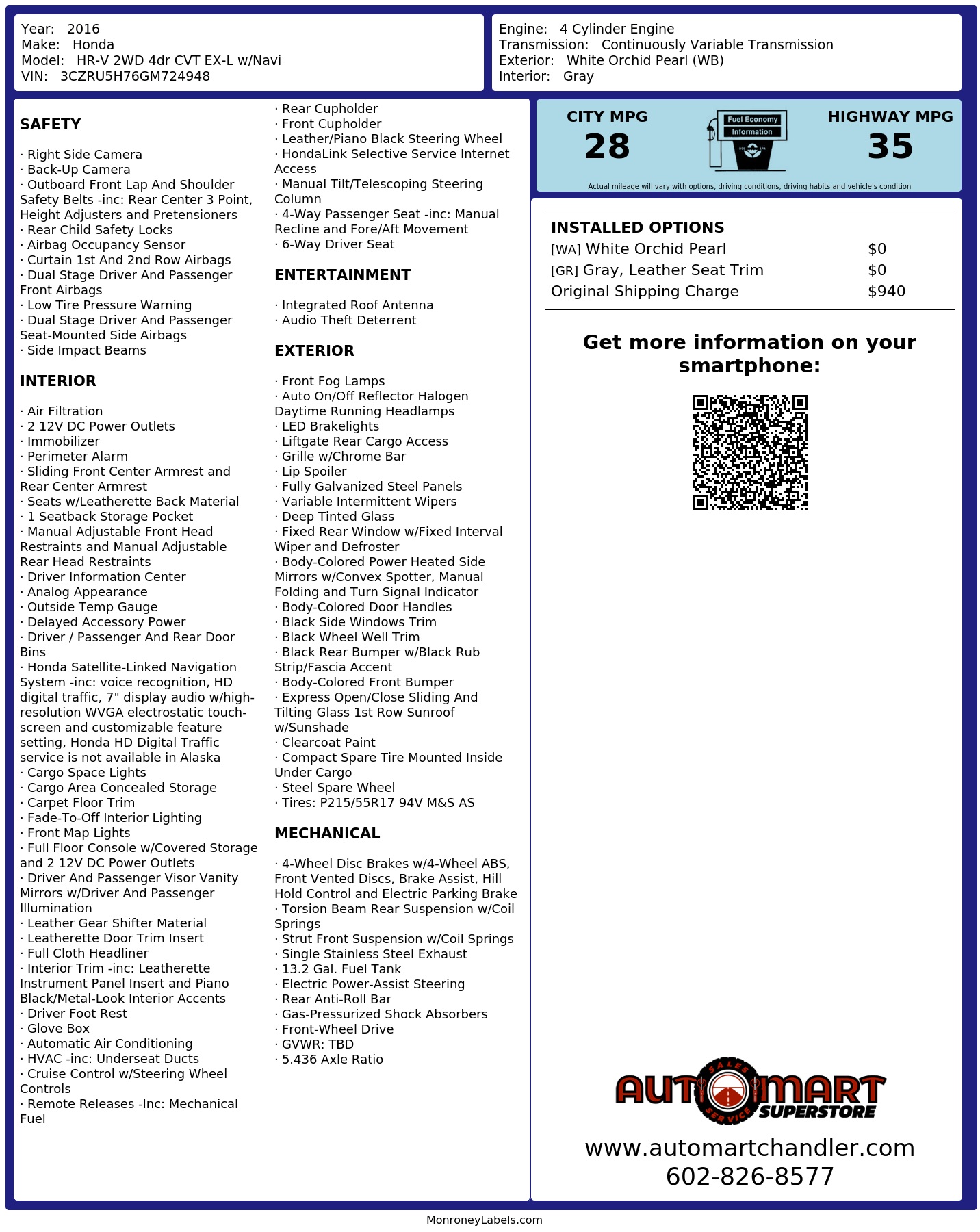 Monroney Label