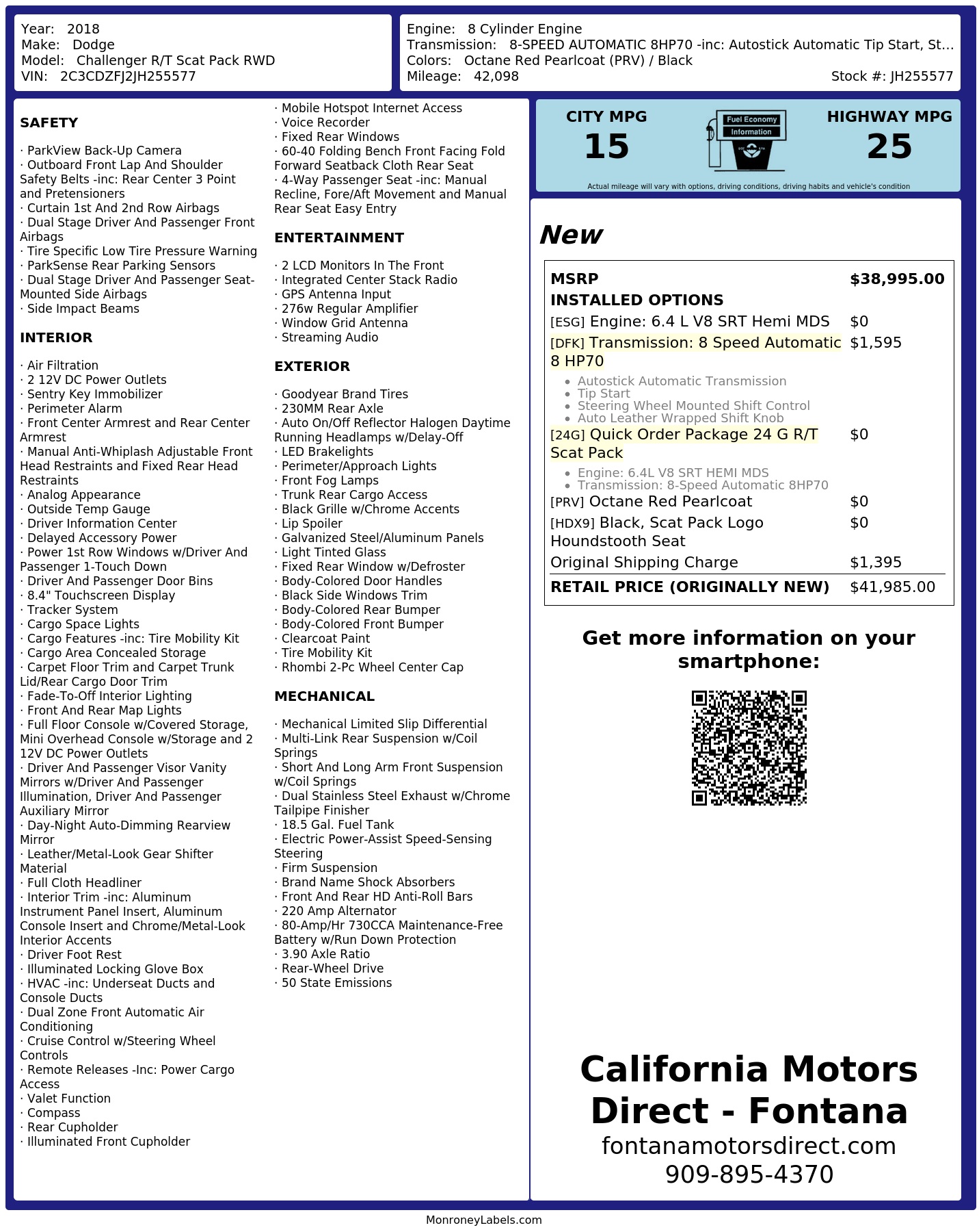 Monroney Label