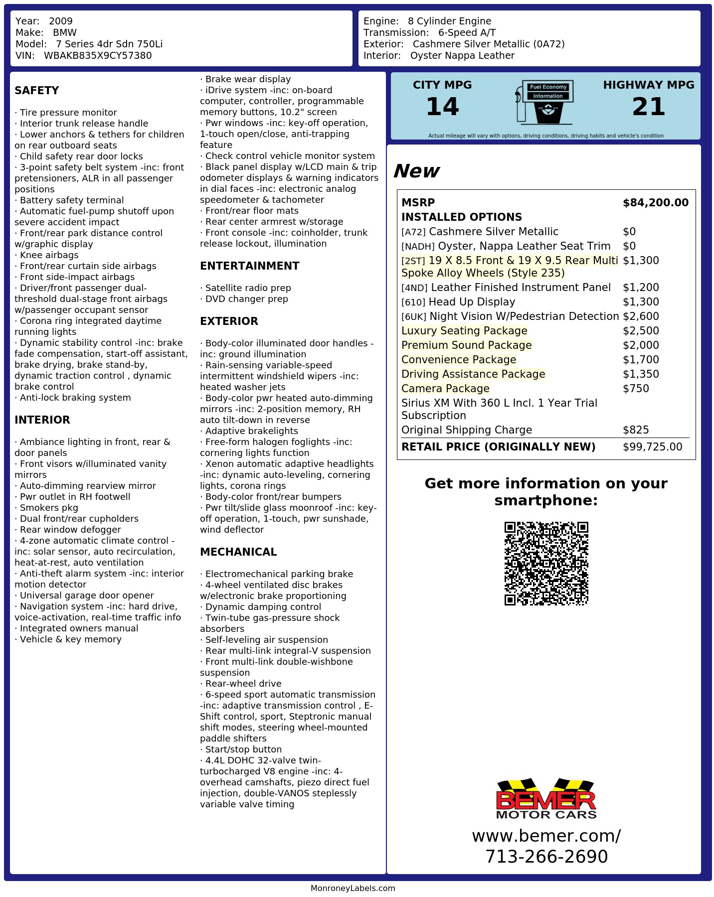 Monroney Label