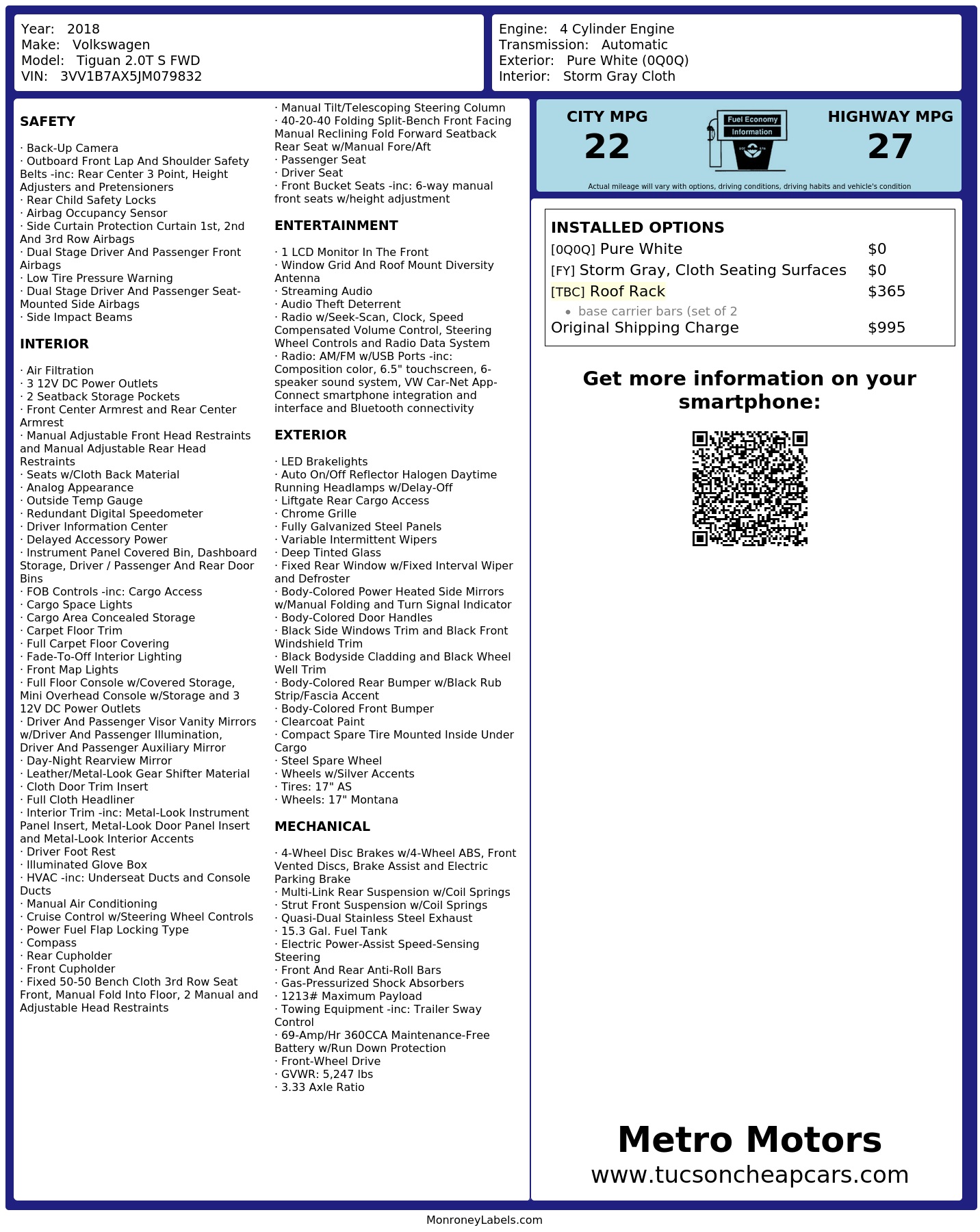 Monroney Label