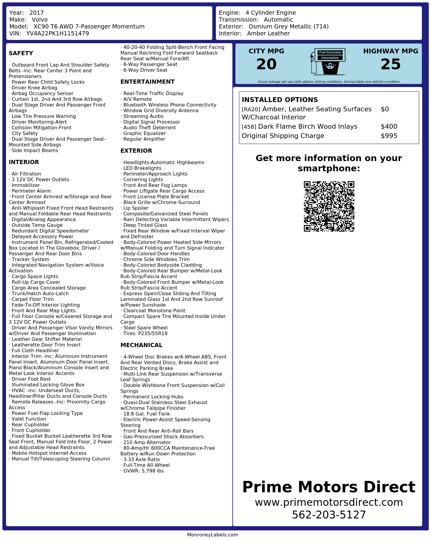 Monroney Label