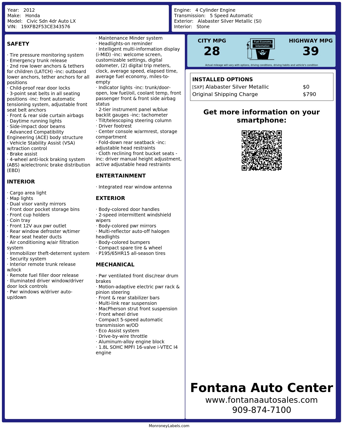 Monroney Label