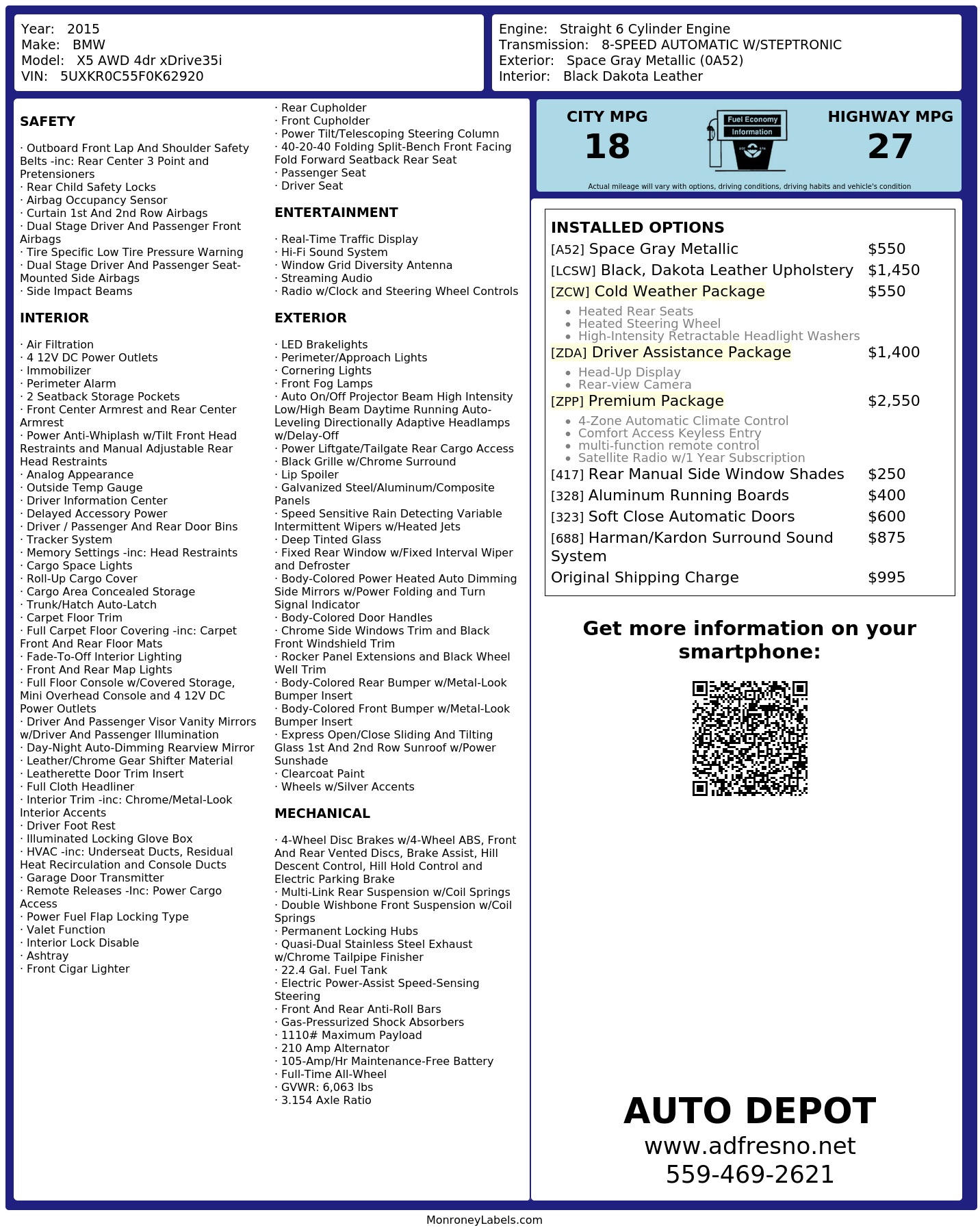 Monroney Label