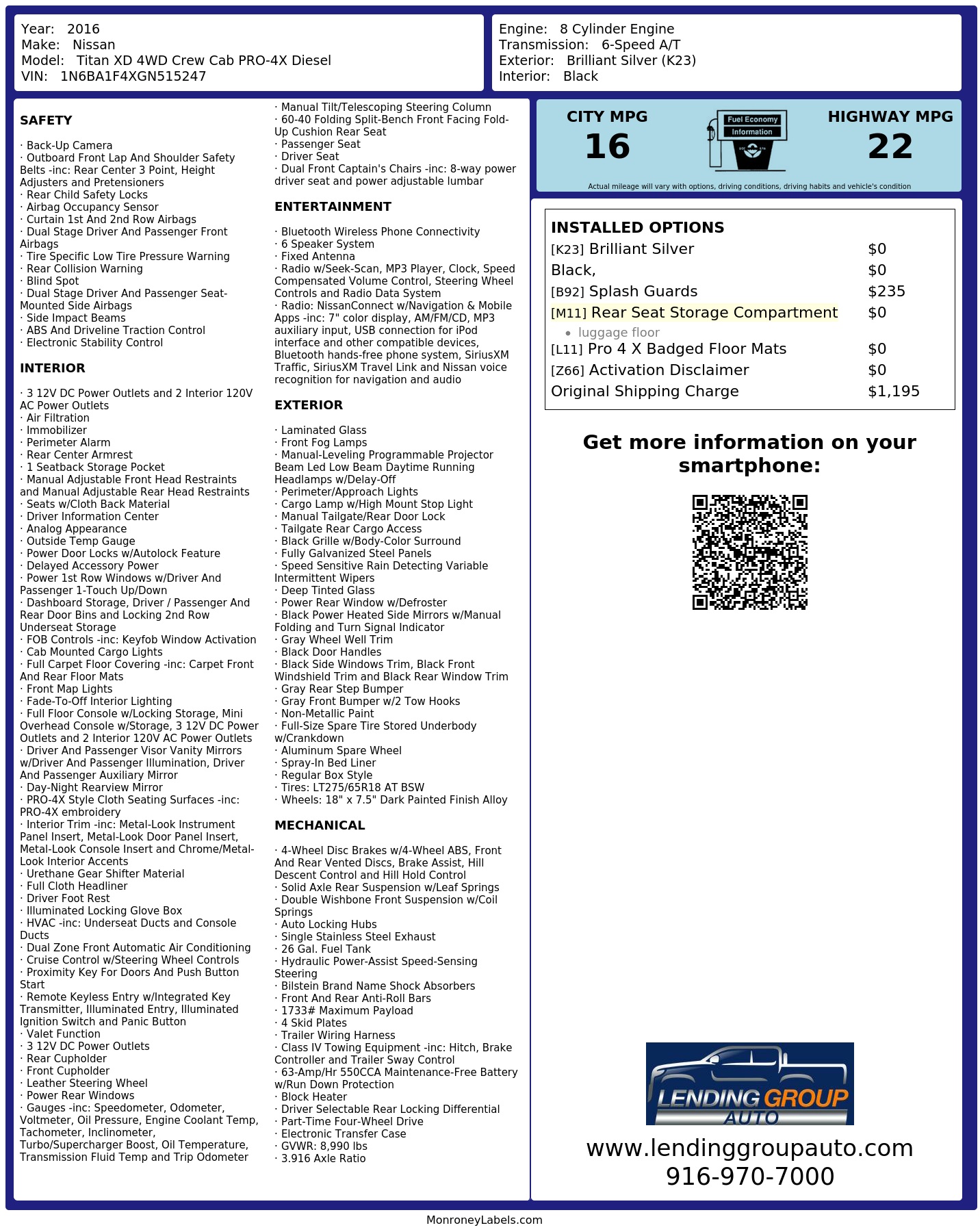 Monroney Label