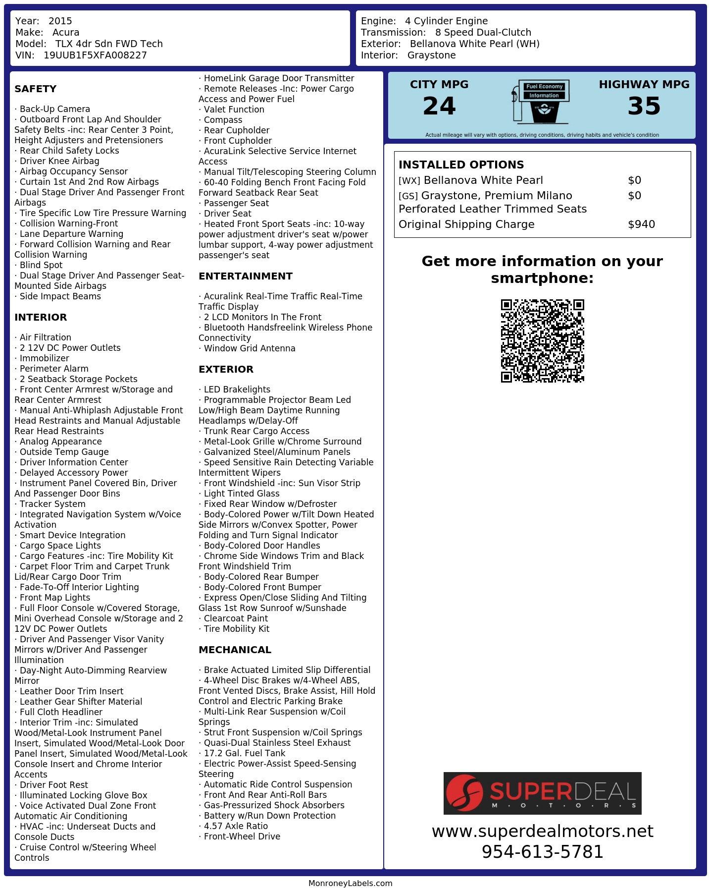 Monroney Label