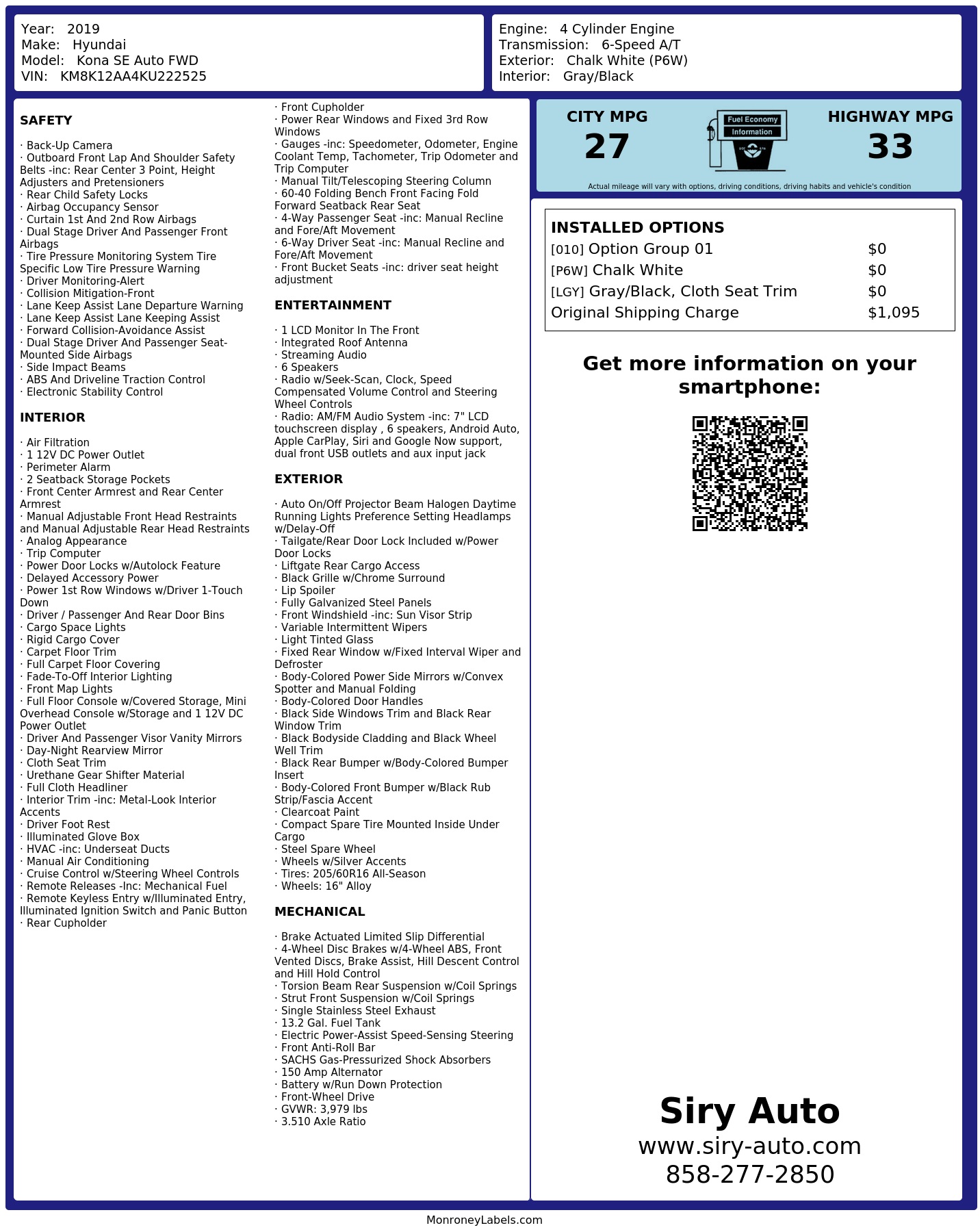 Monroney Label