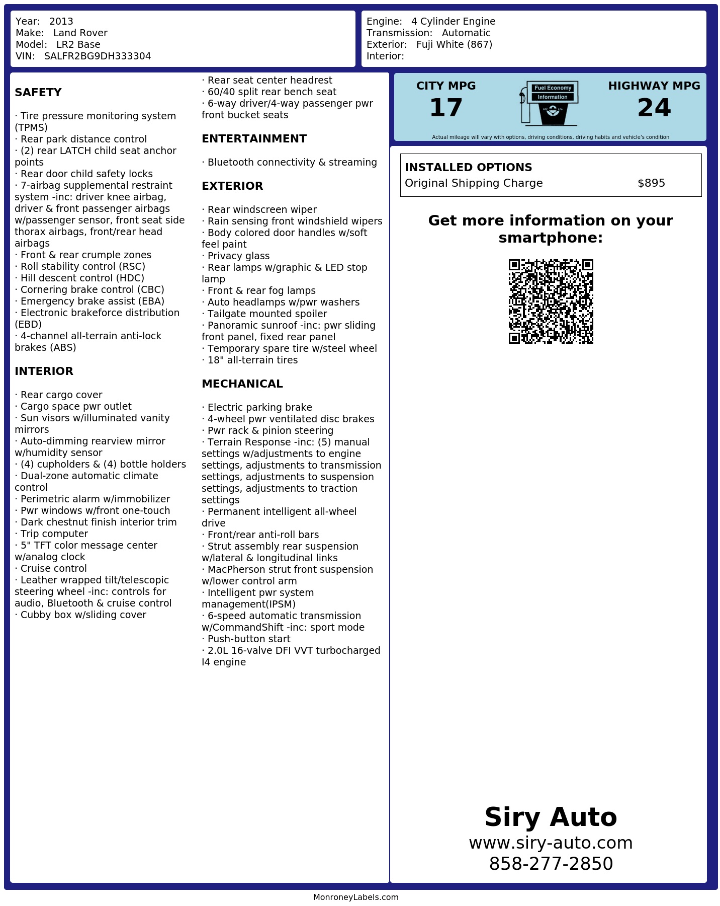 Monroney Label