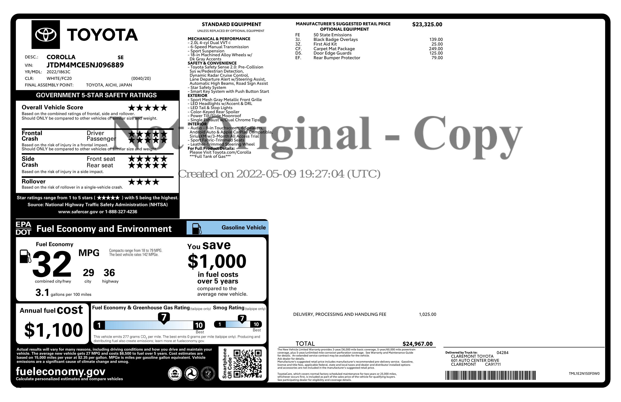 Monroney Label