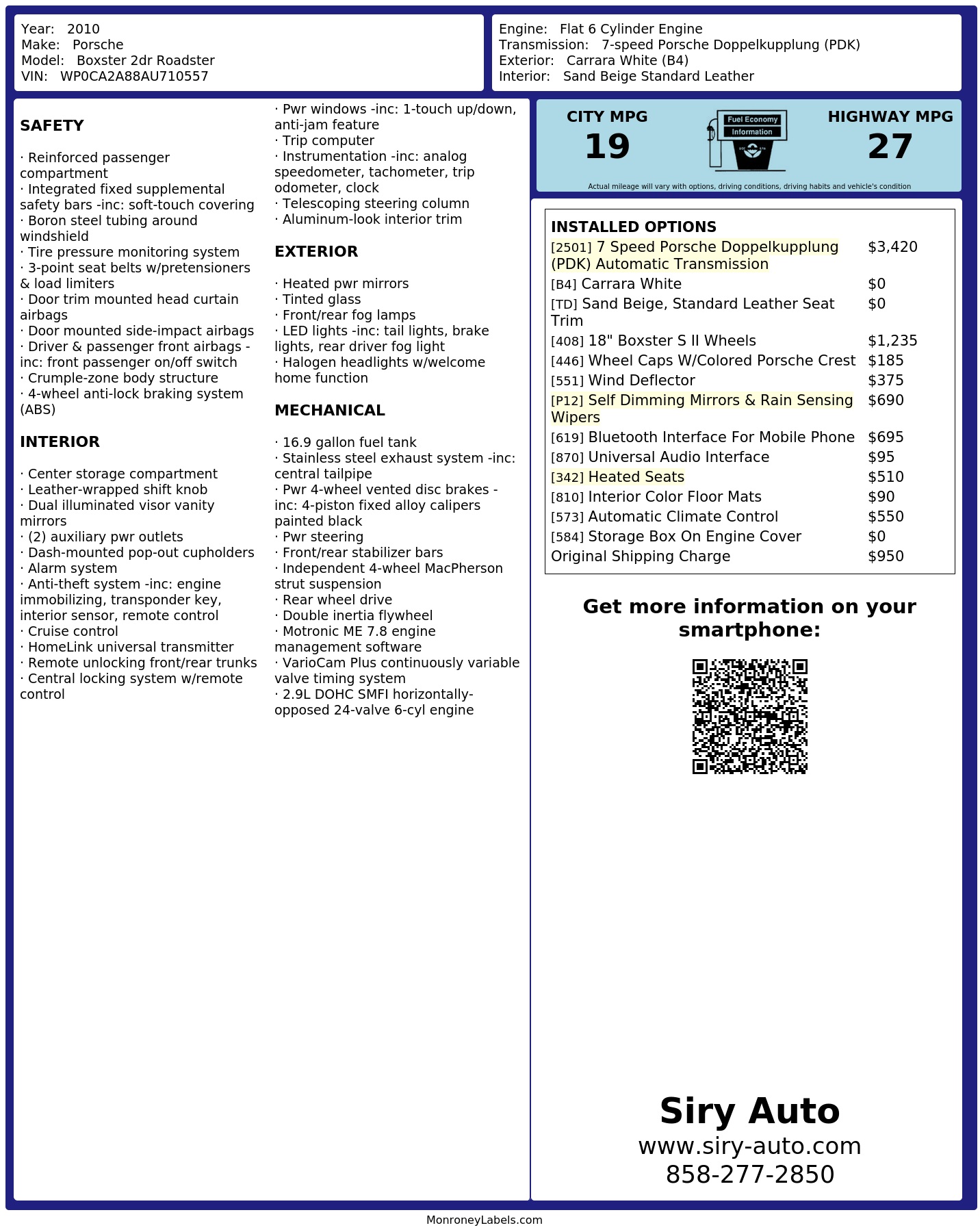 Monroney Label