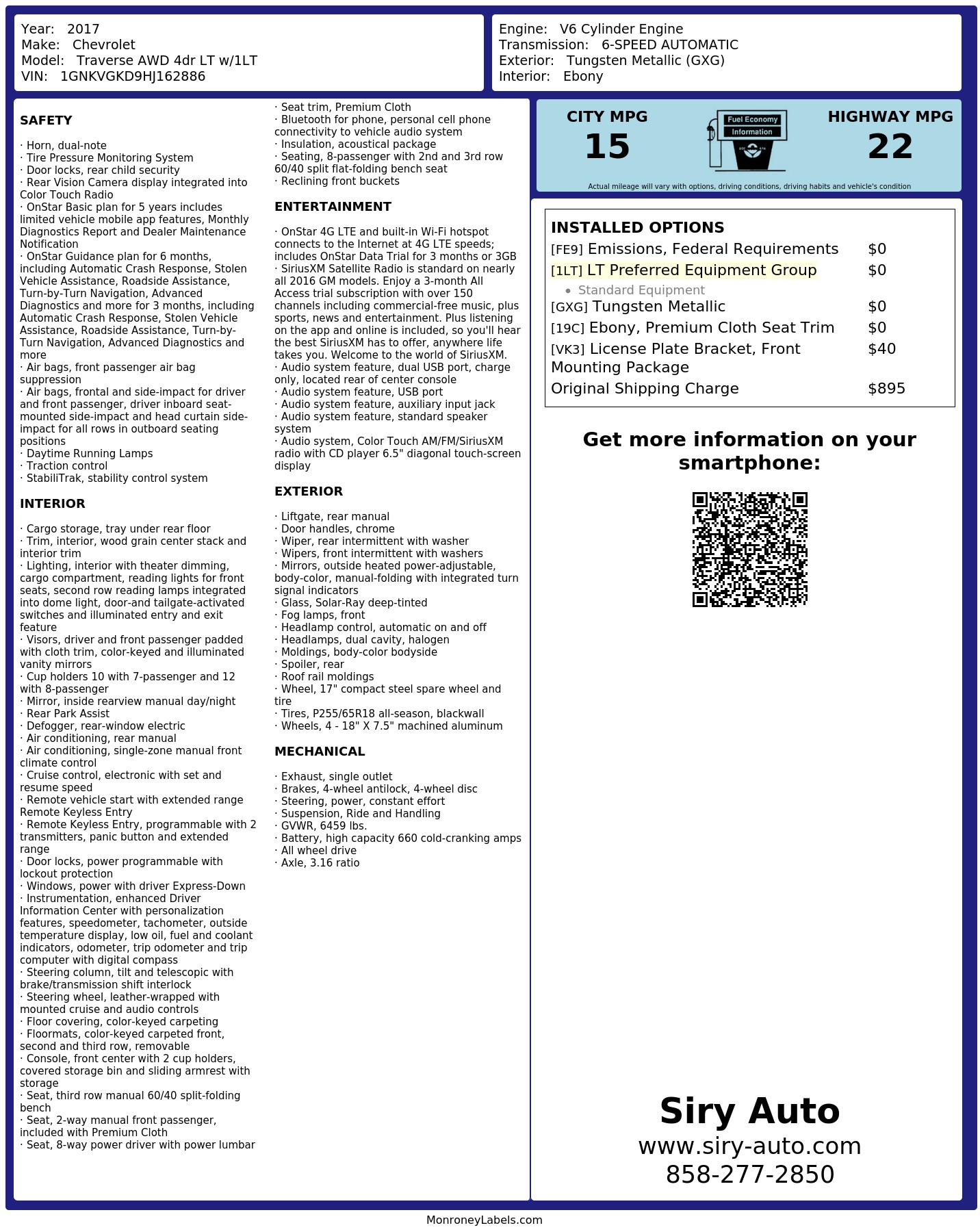 Monroney Label