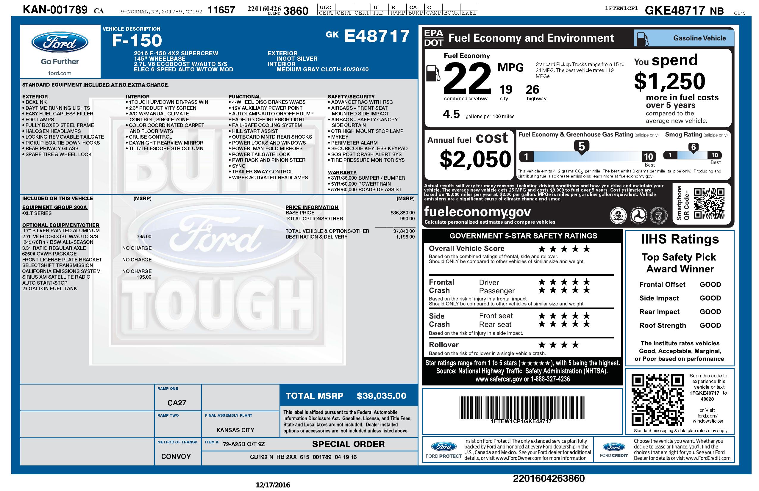 Monroney Label
