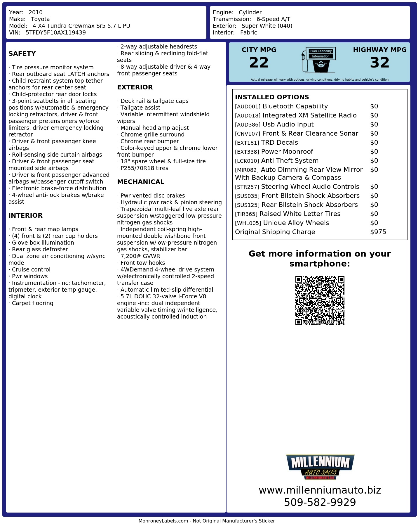 4wd Label Sold 2010 Toyota Tundra 4WD Truck in Kennewick