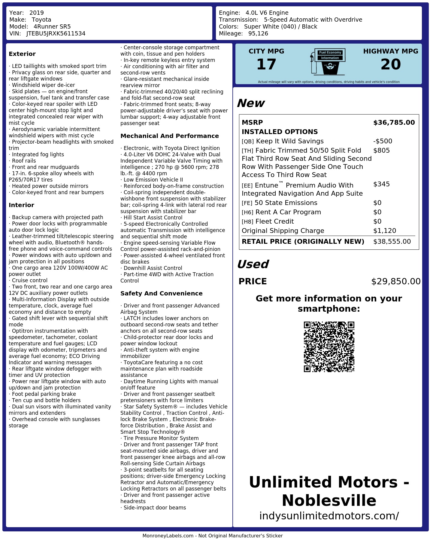 Monroney Label