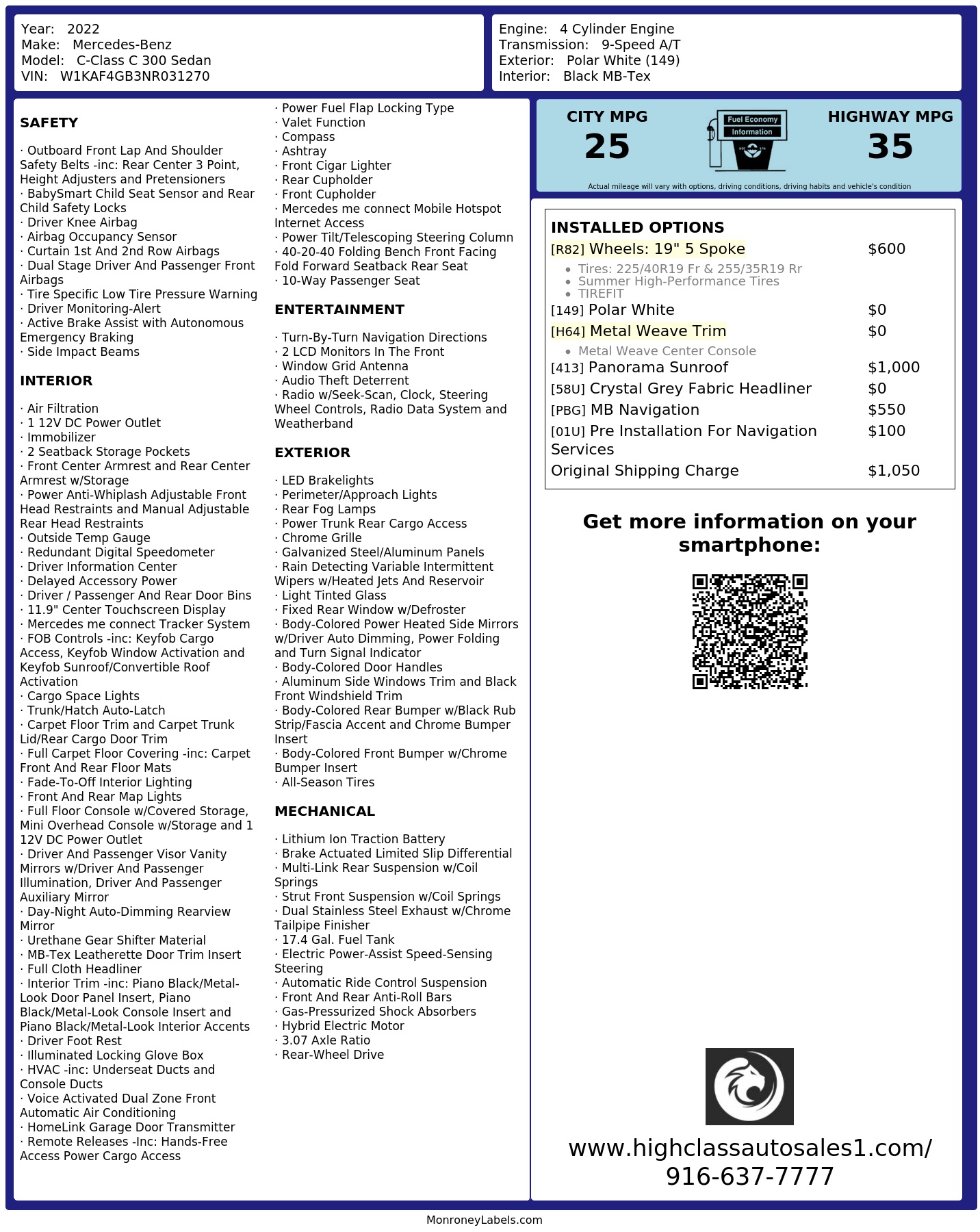Monroney Label