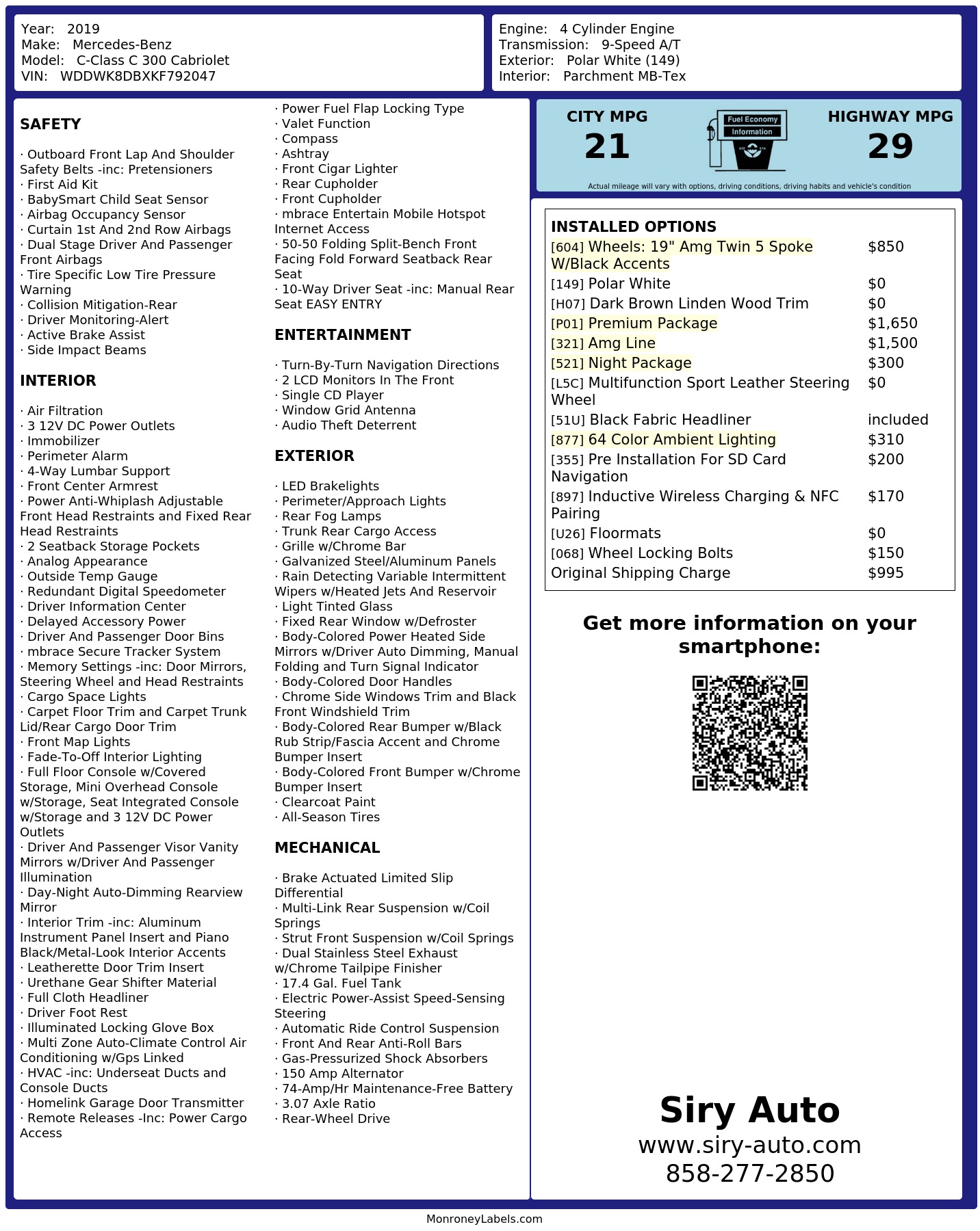 Monroney Label