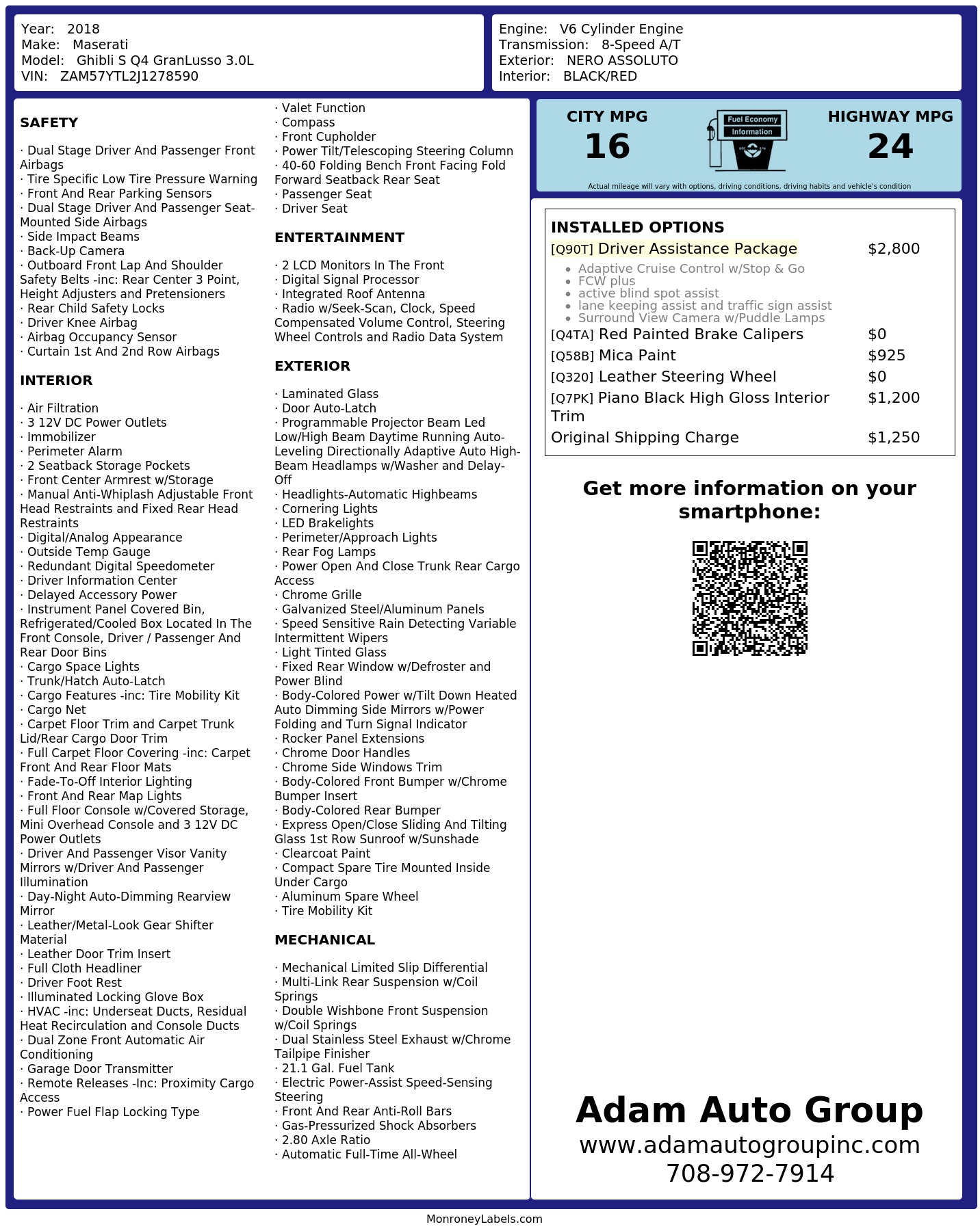 Monroney Label