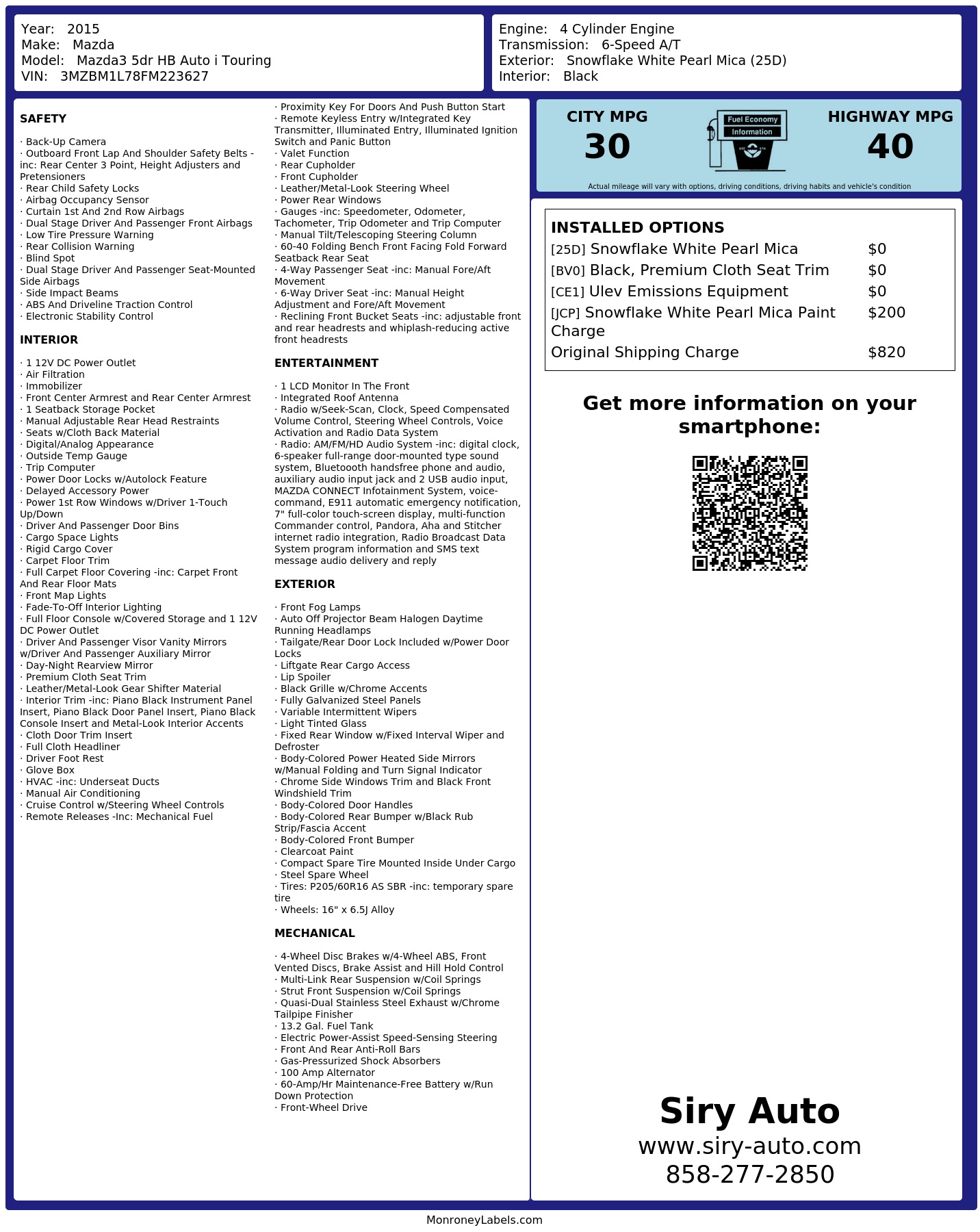 Monroney Label
