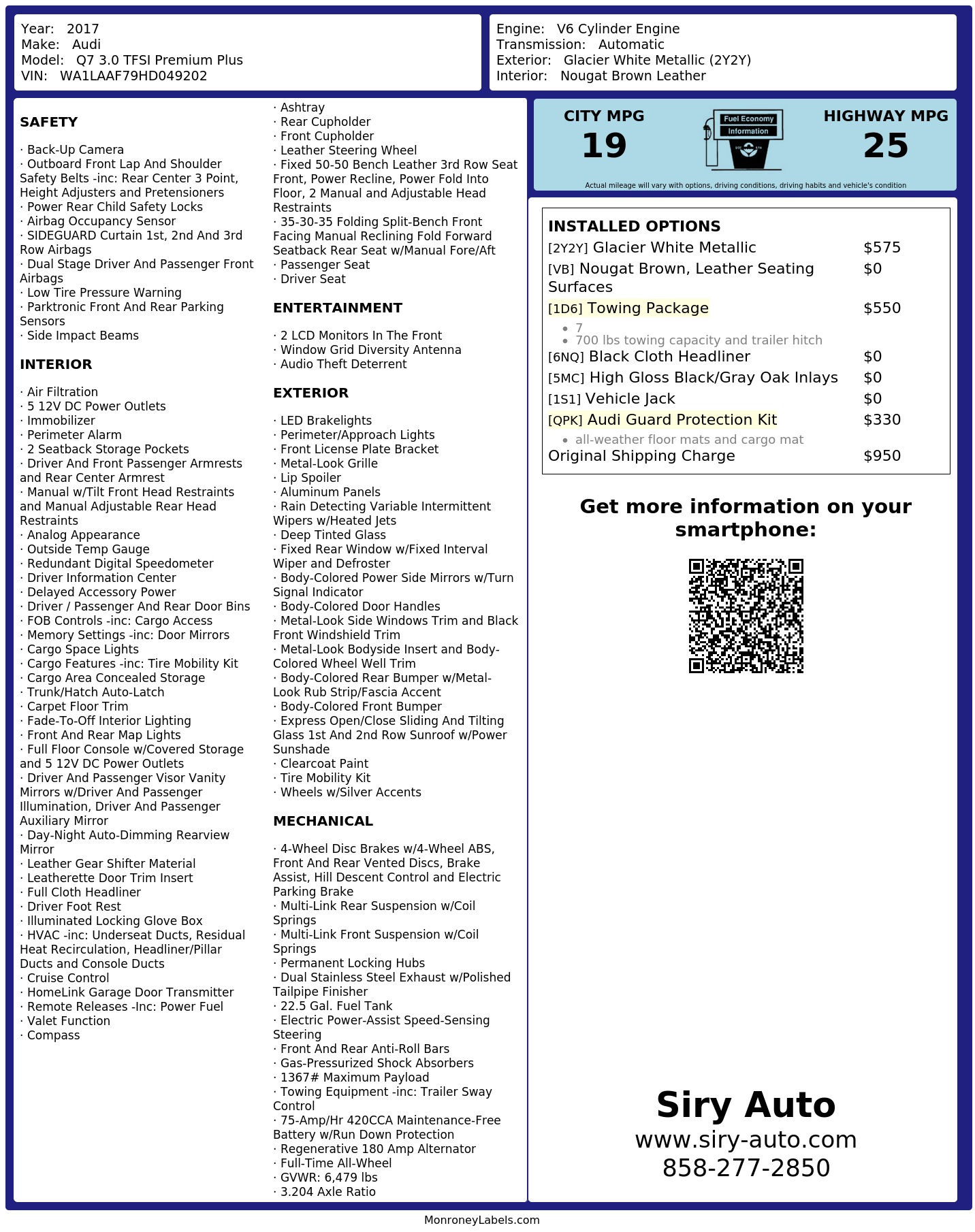 Monroney Label