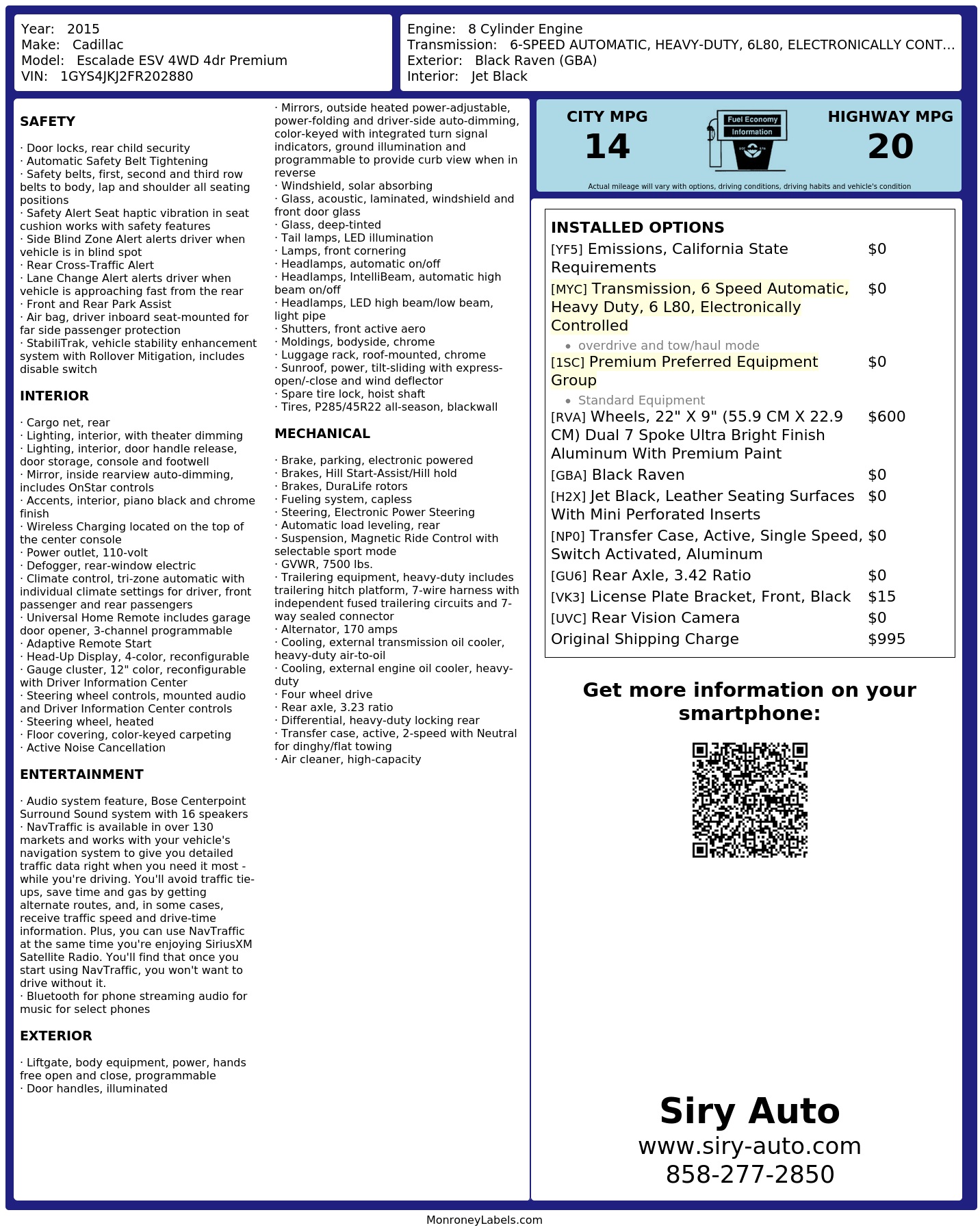 Monroney Label