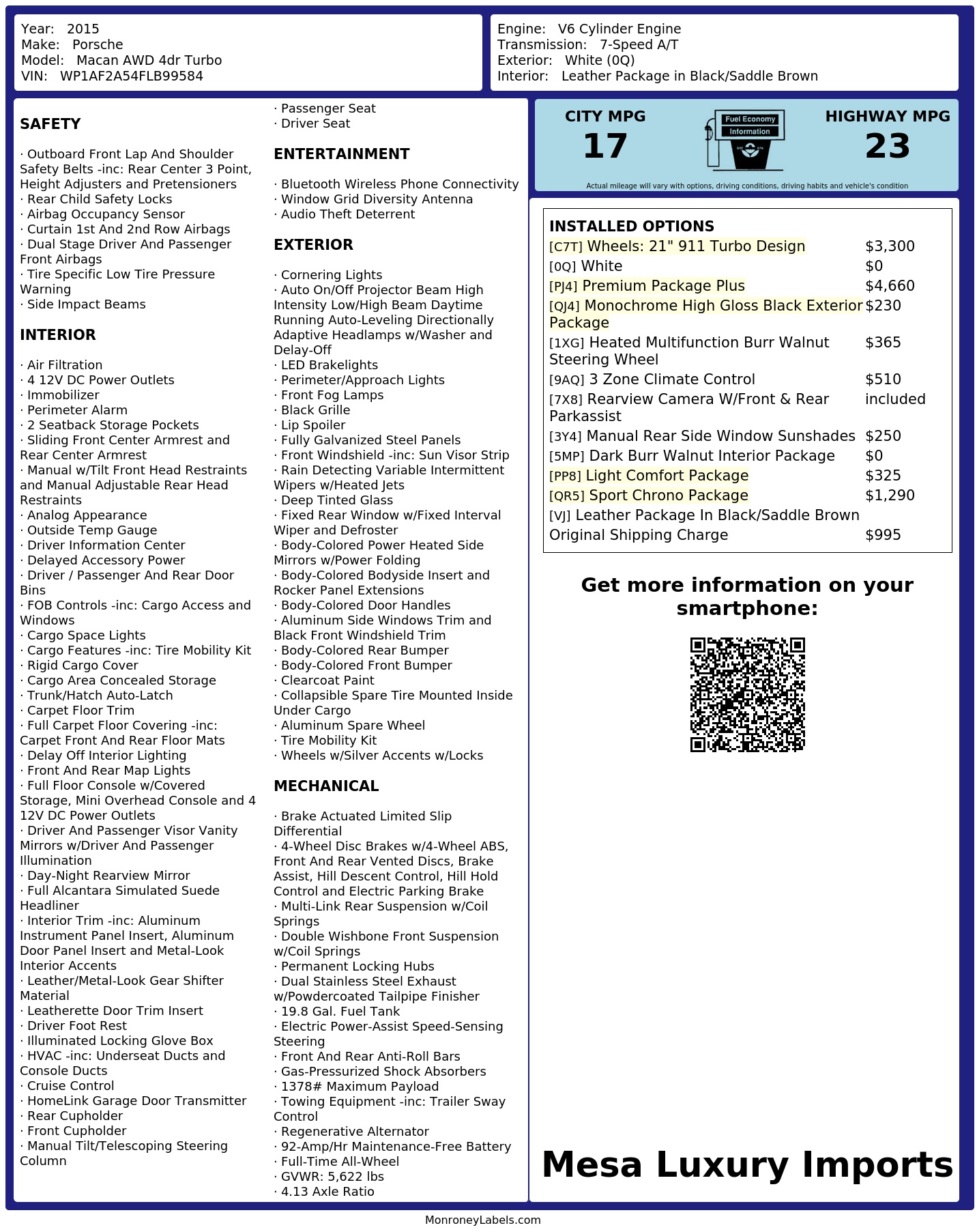 Monroney Label