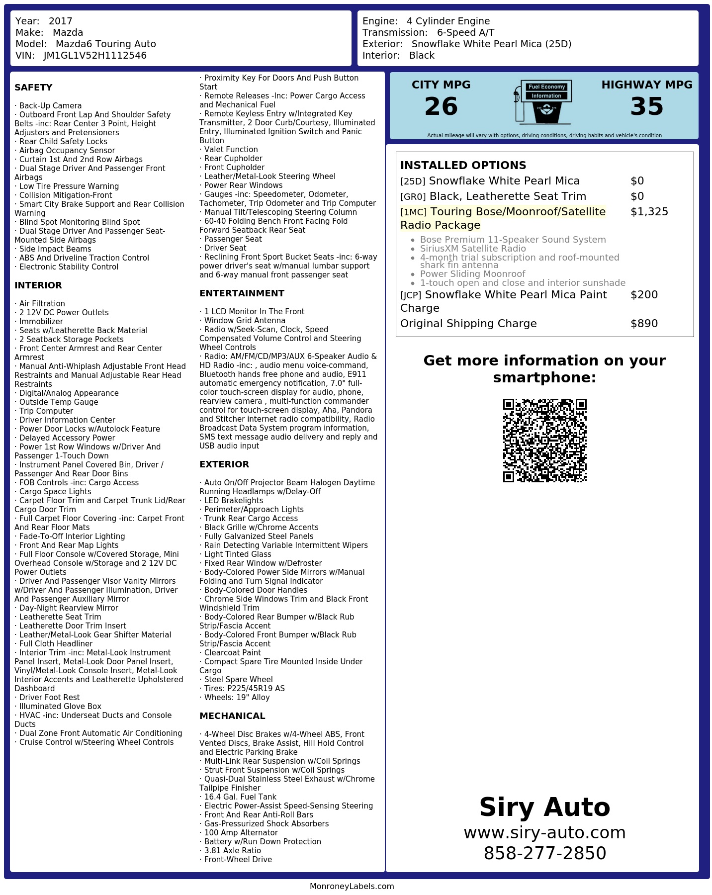 Monroney Label