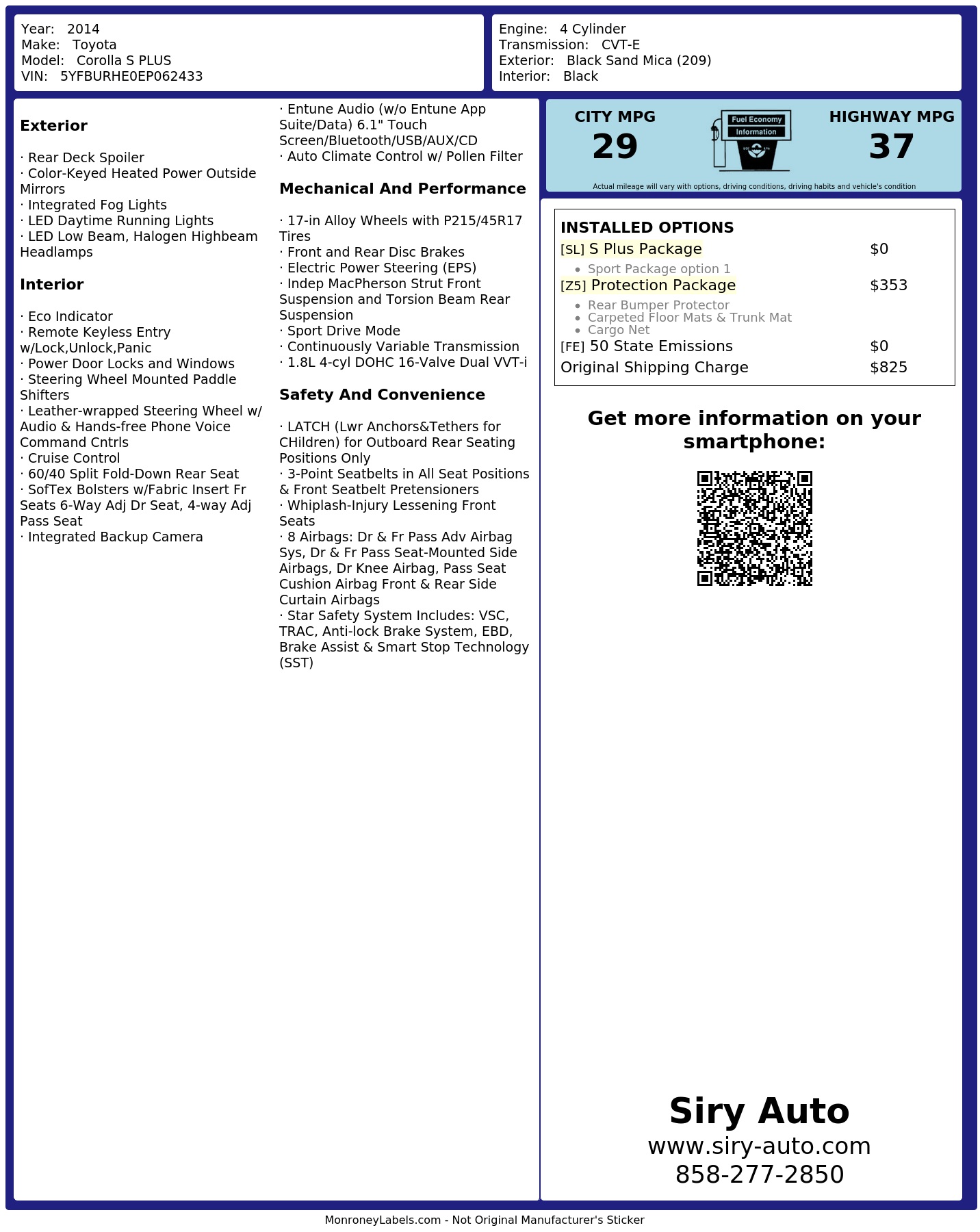 Monroney Label