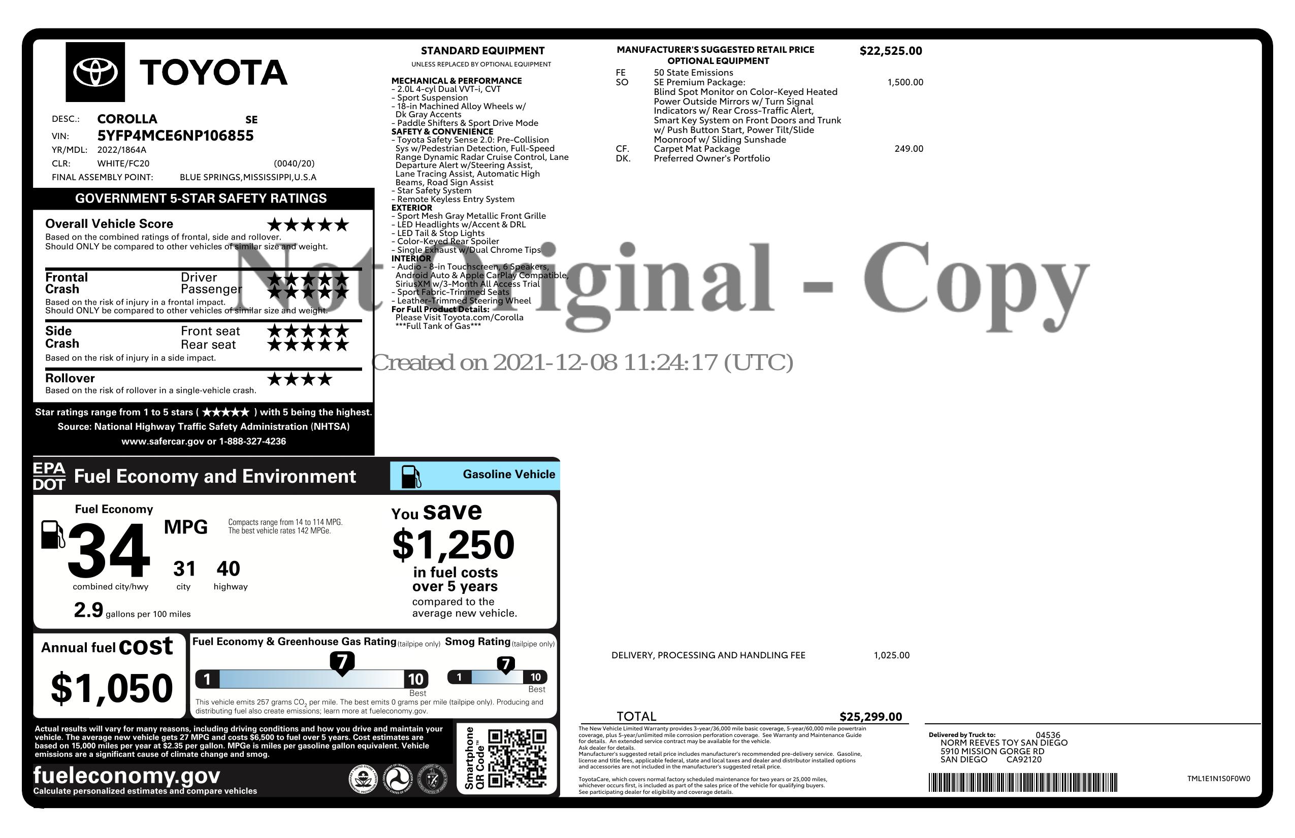 Monroney Label