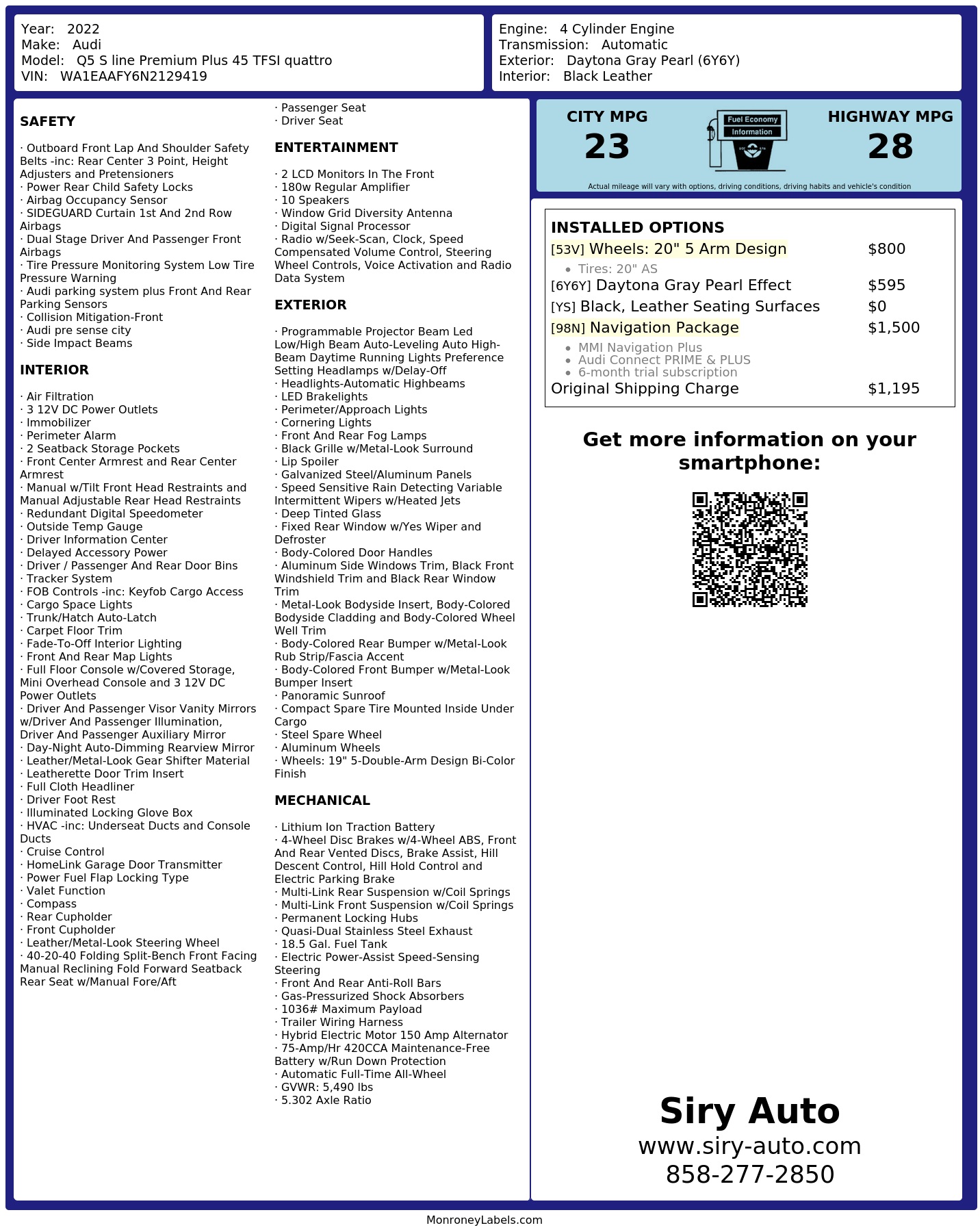 Monroney Label
