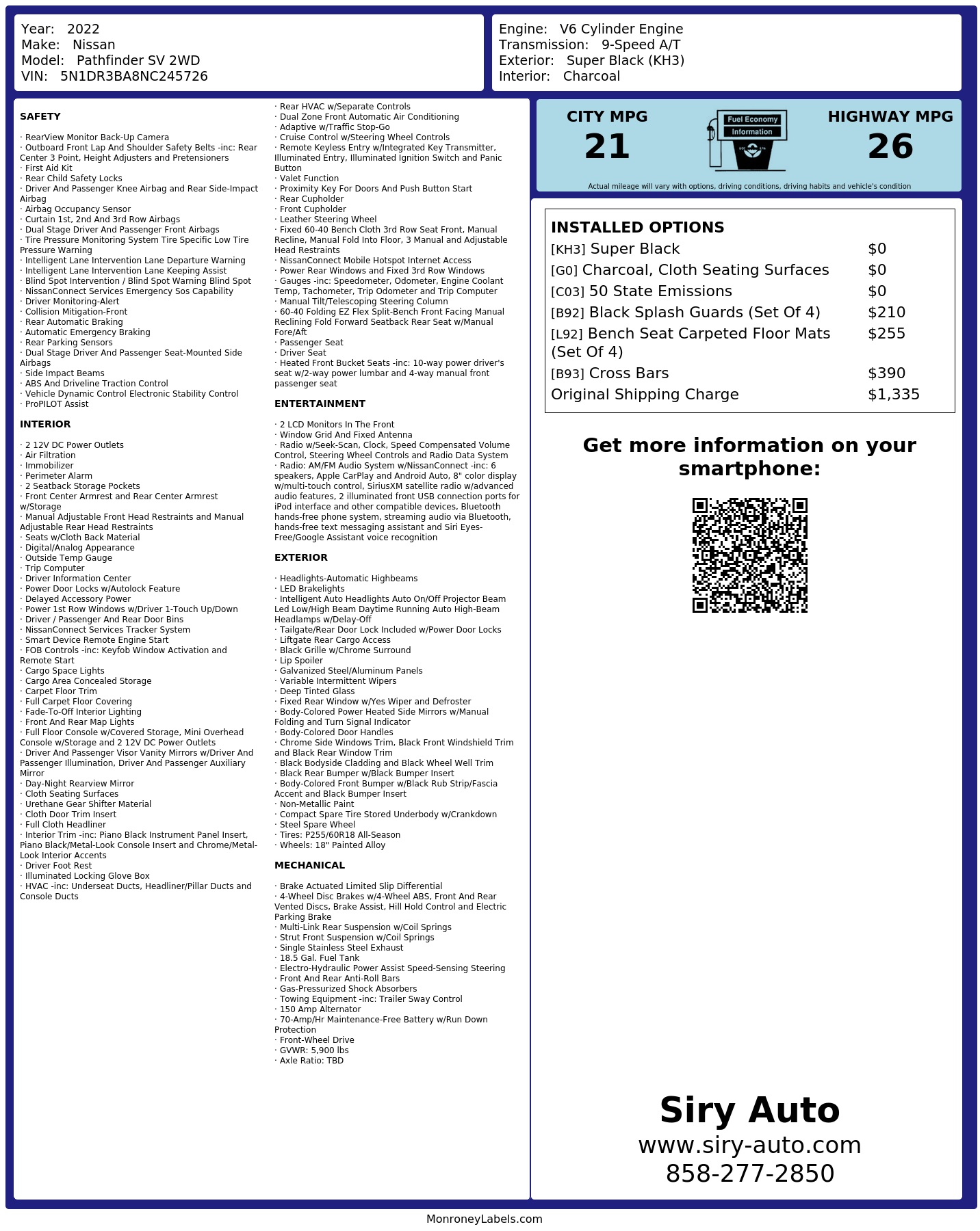 Monroney Label