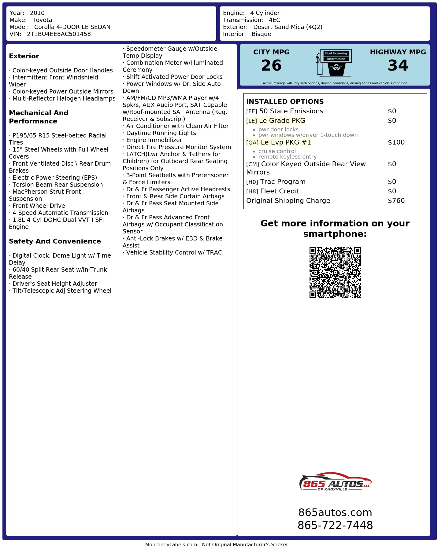 Monroney Label