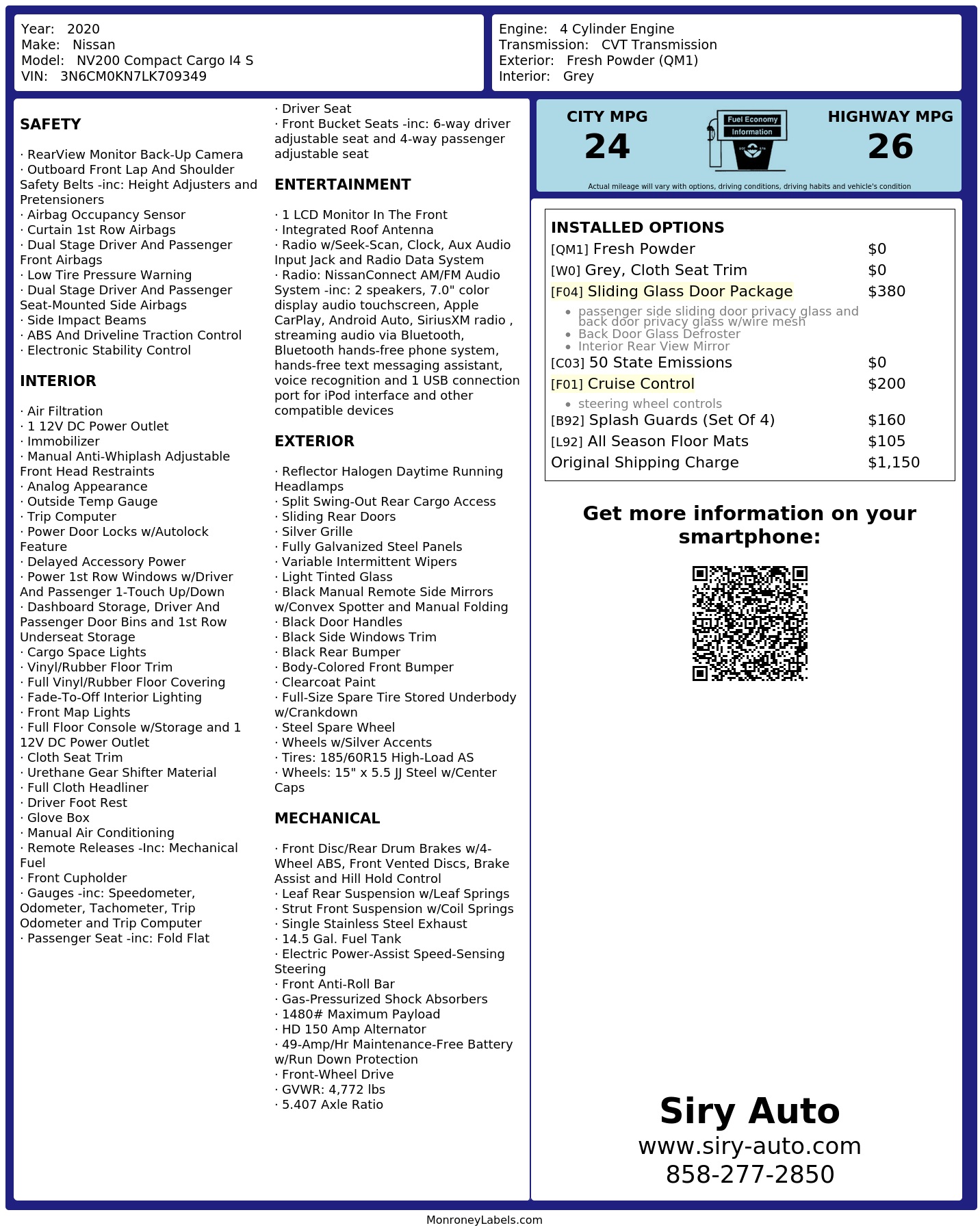 Monroney Label