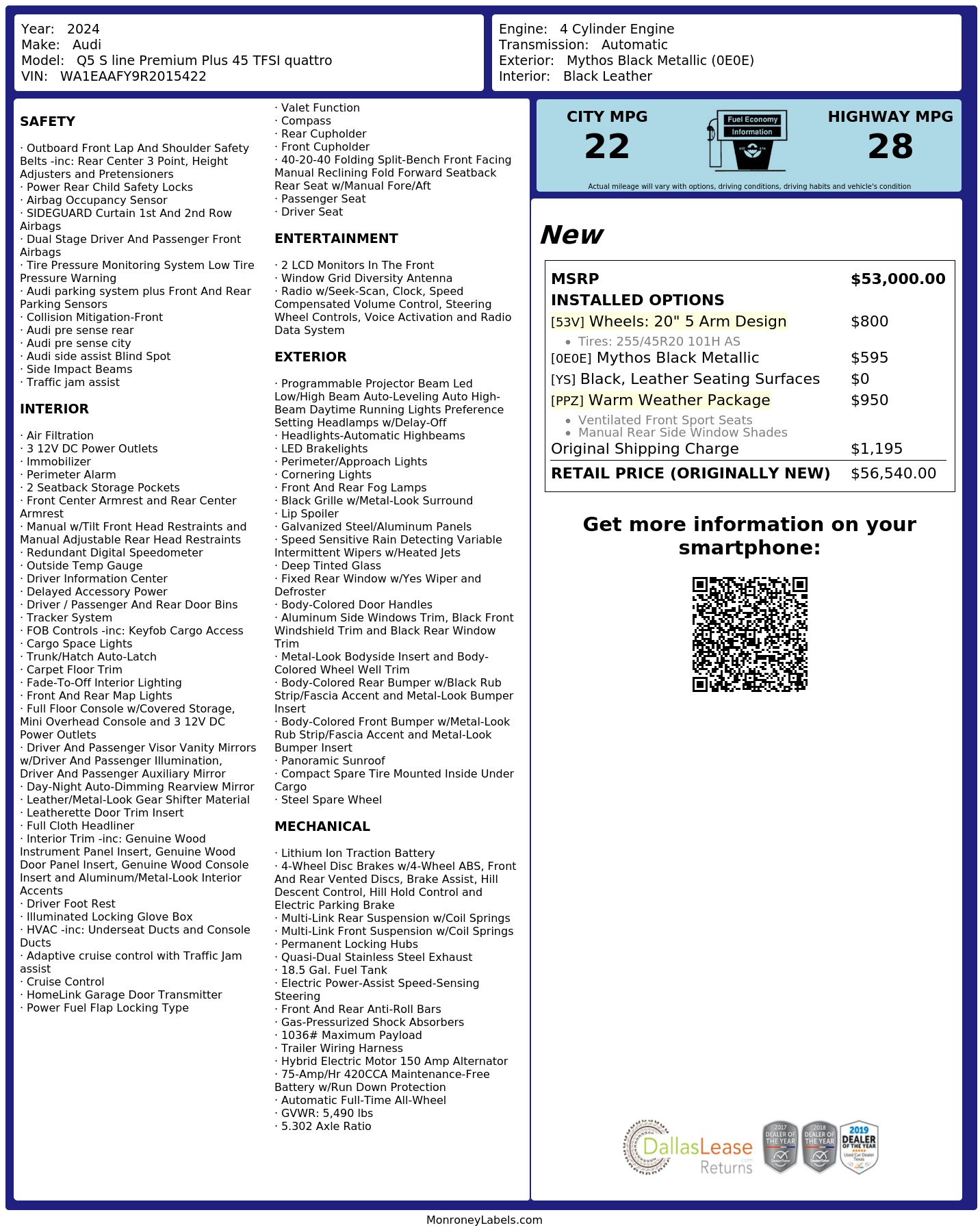 Monroney Label