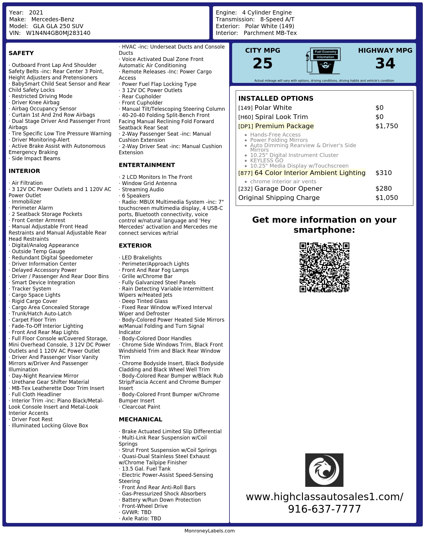 Monroney Label