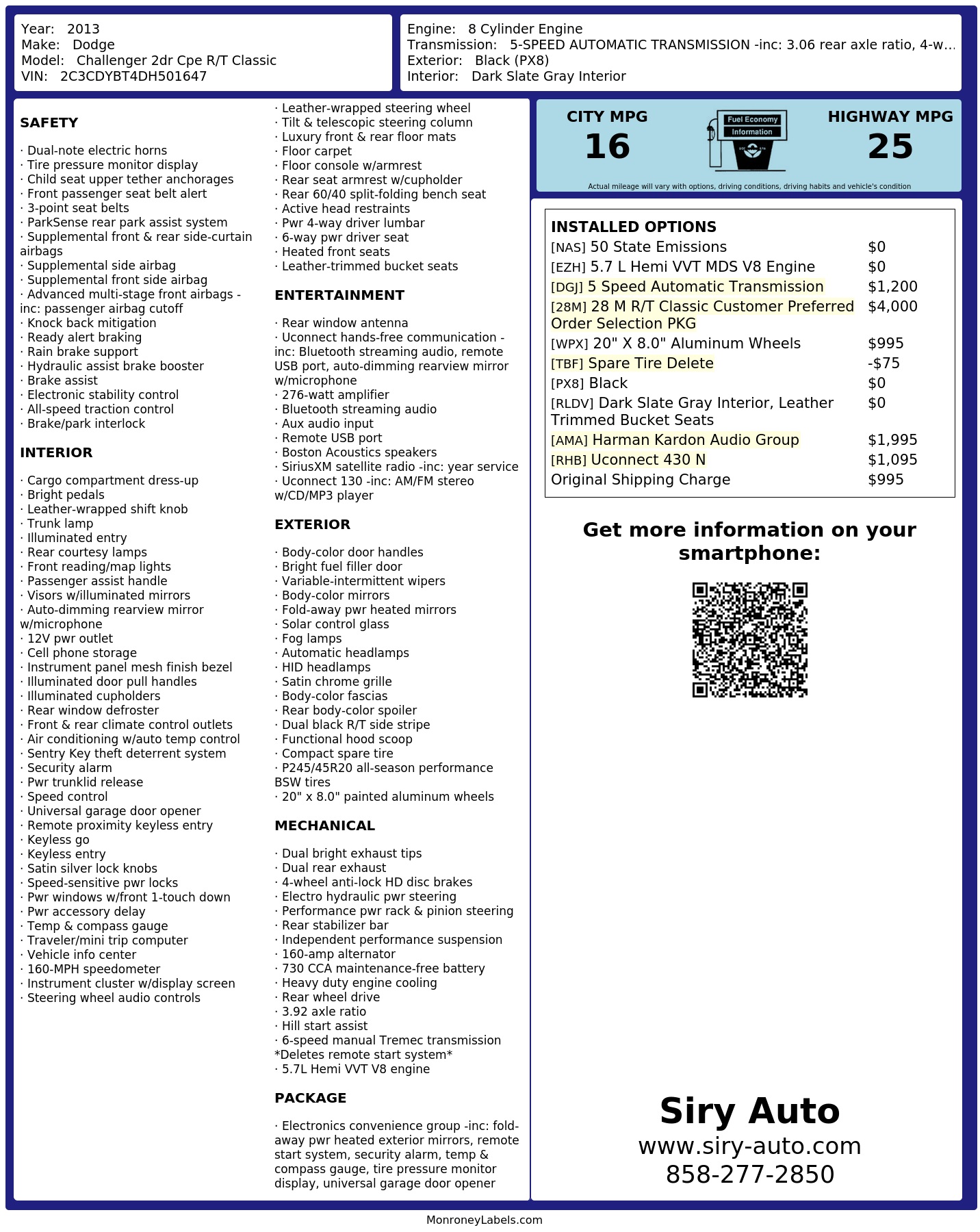 Monroney Label