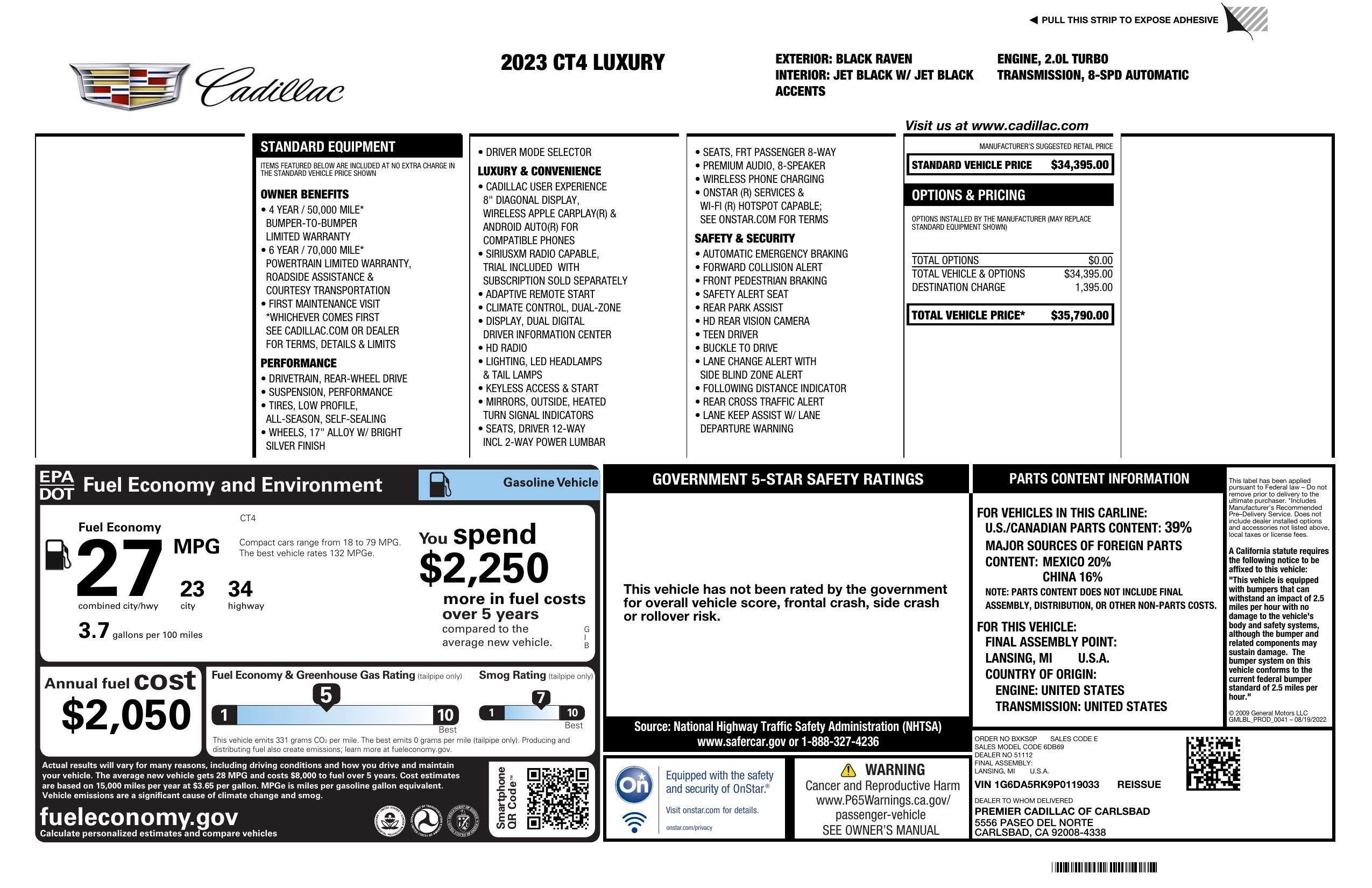 Monroney Label
