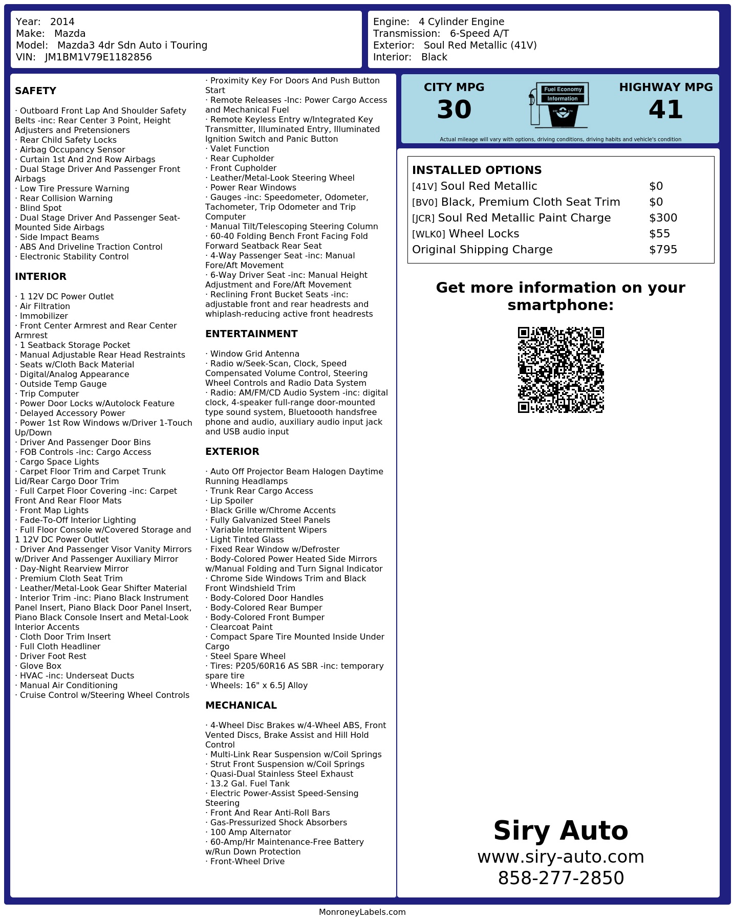 Monroney Label