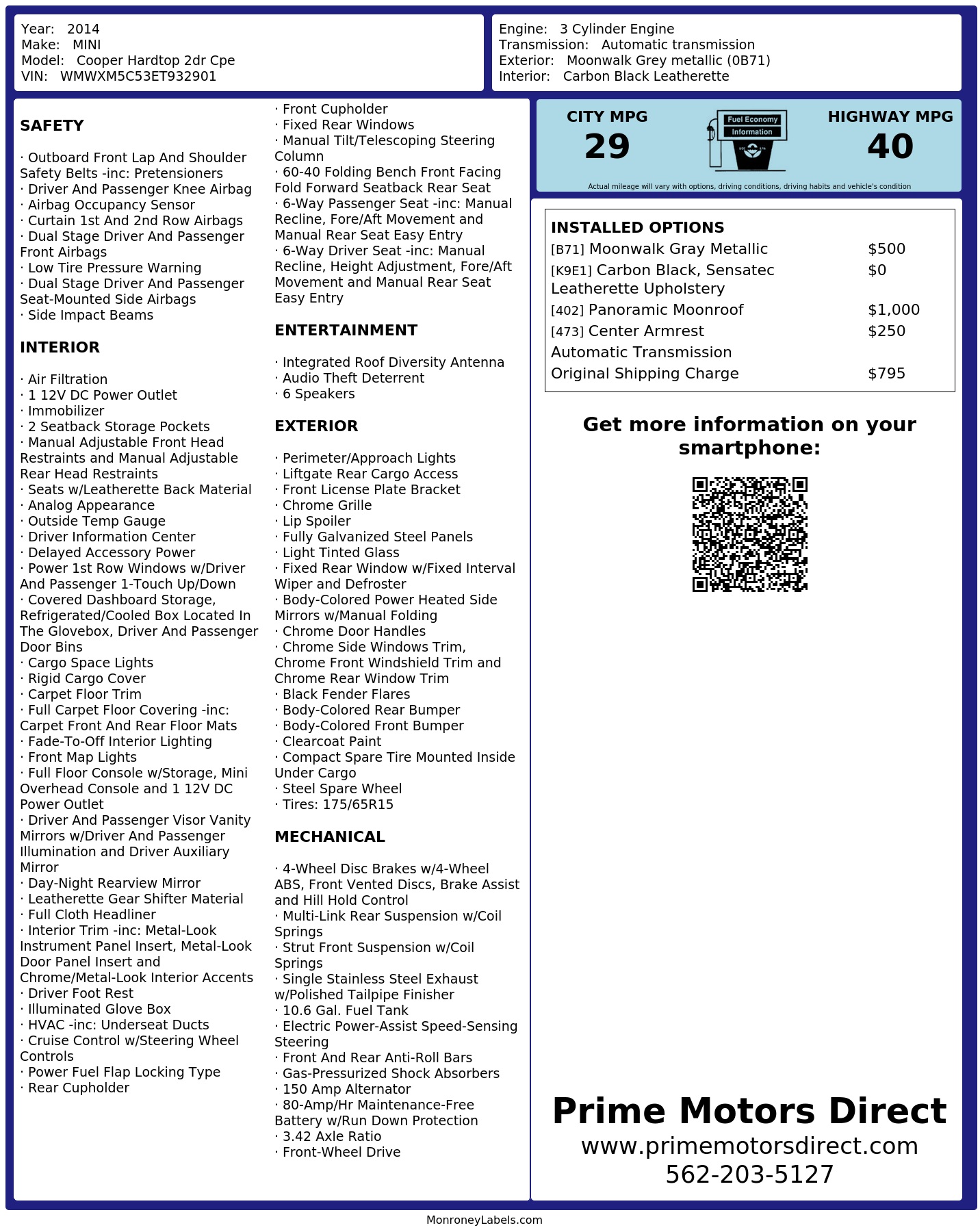 Monroney Label
