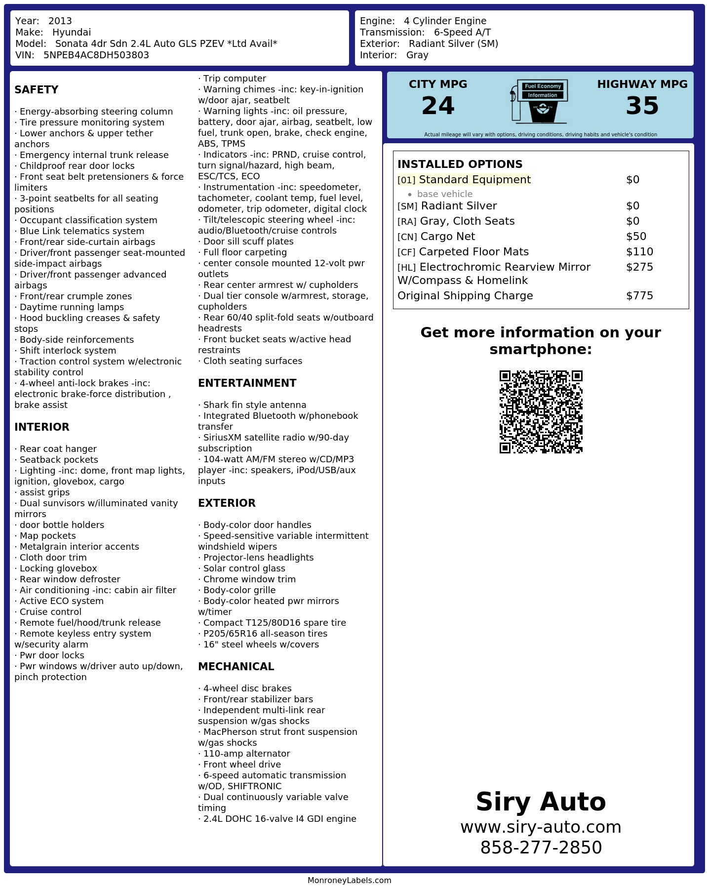 Monroney Label