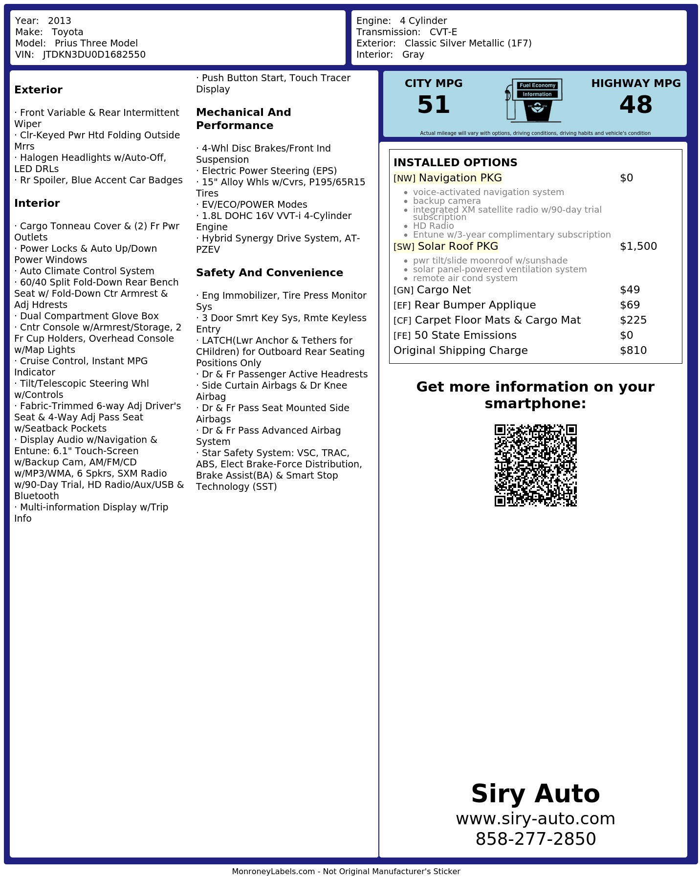 Monroney Label