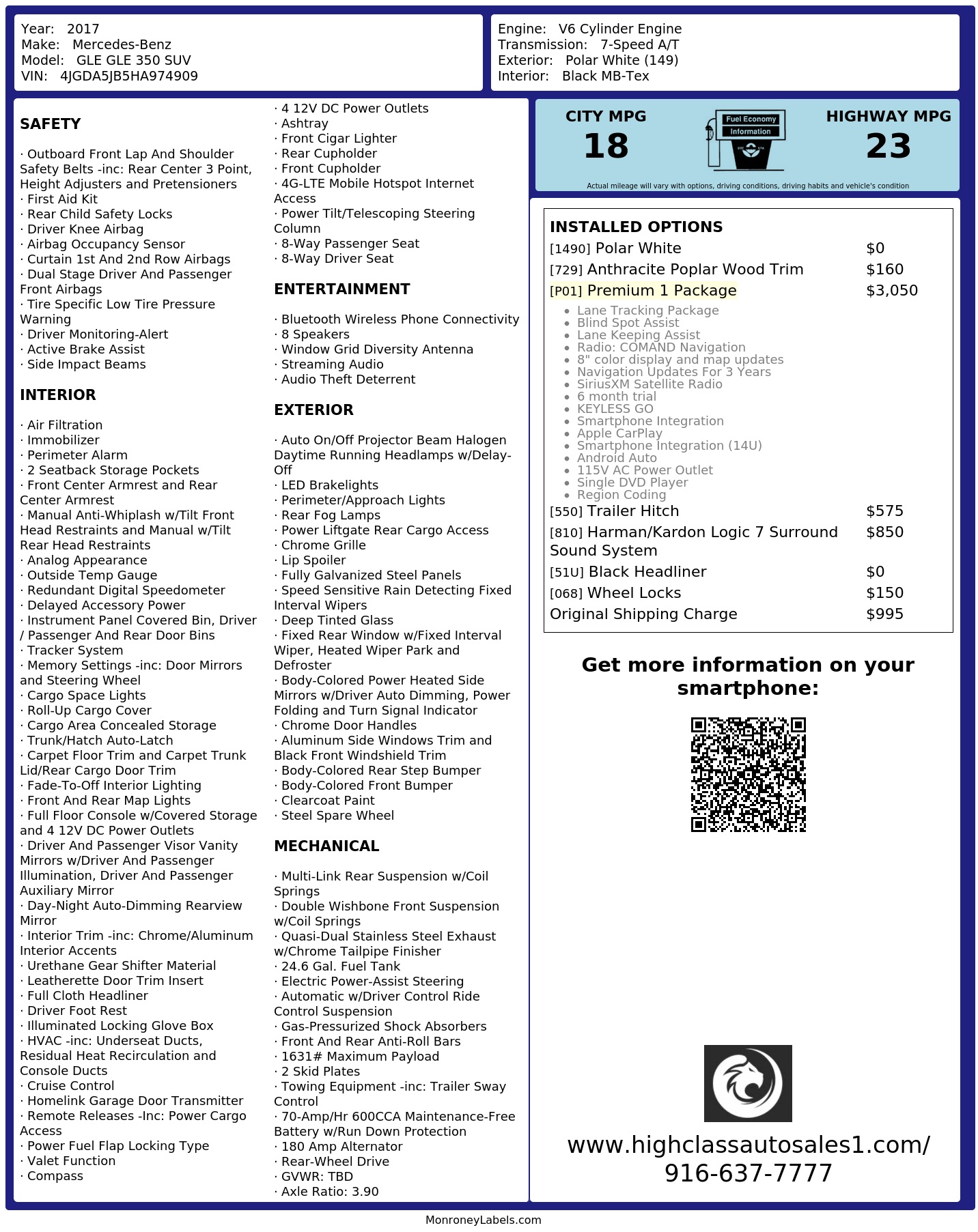 Monroney Label