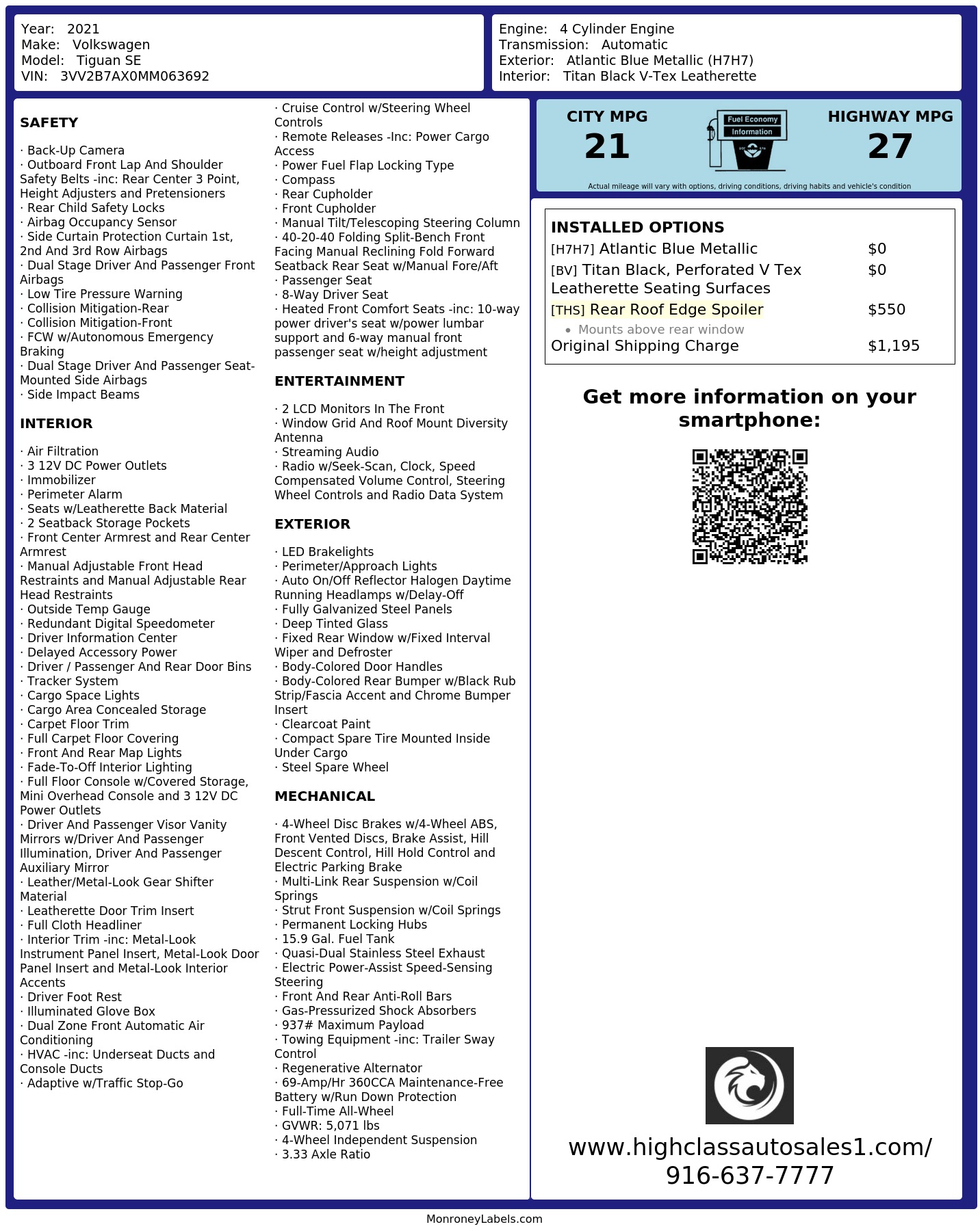 Monroney Label