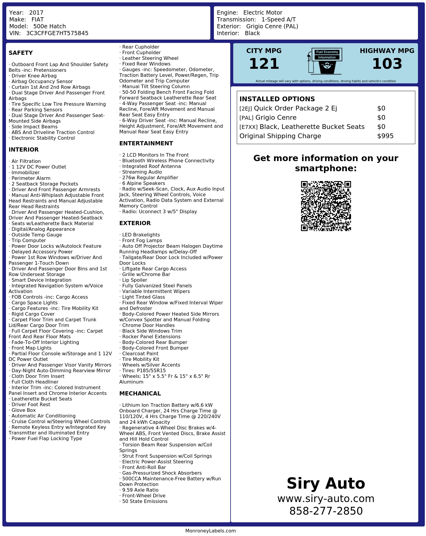 Monroney Label