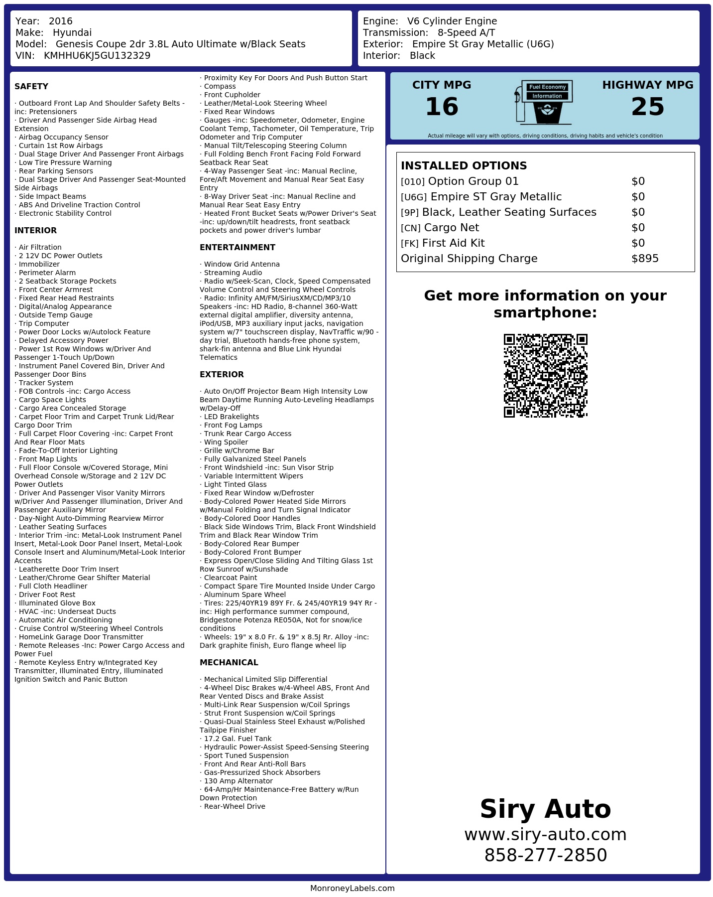 Monroney Label