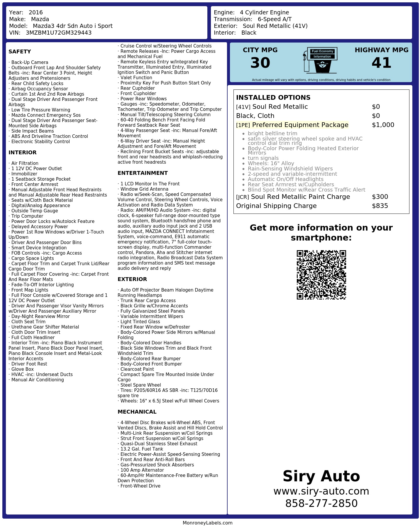 Monroney Label